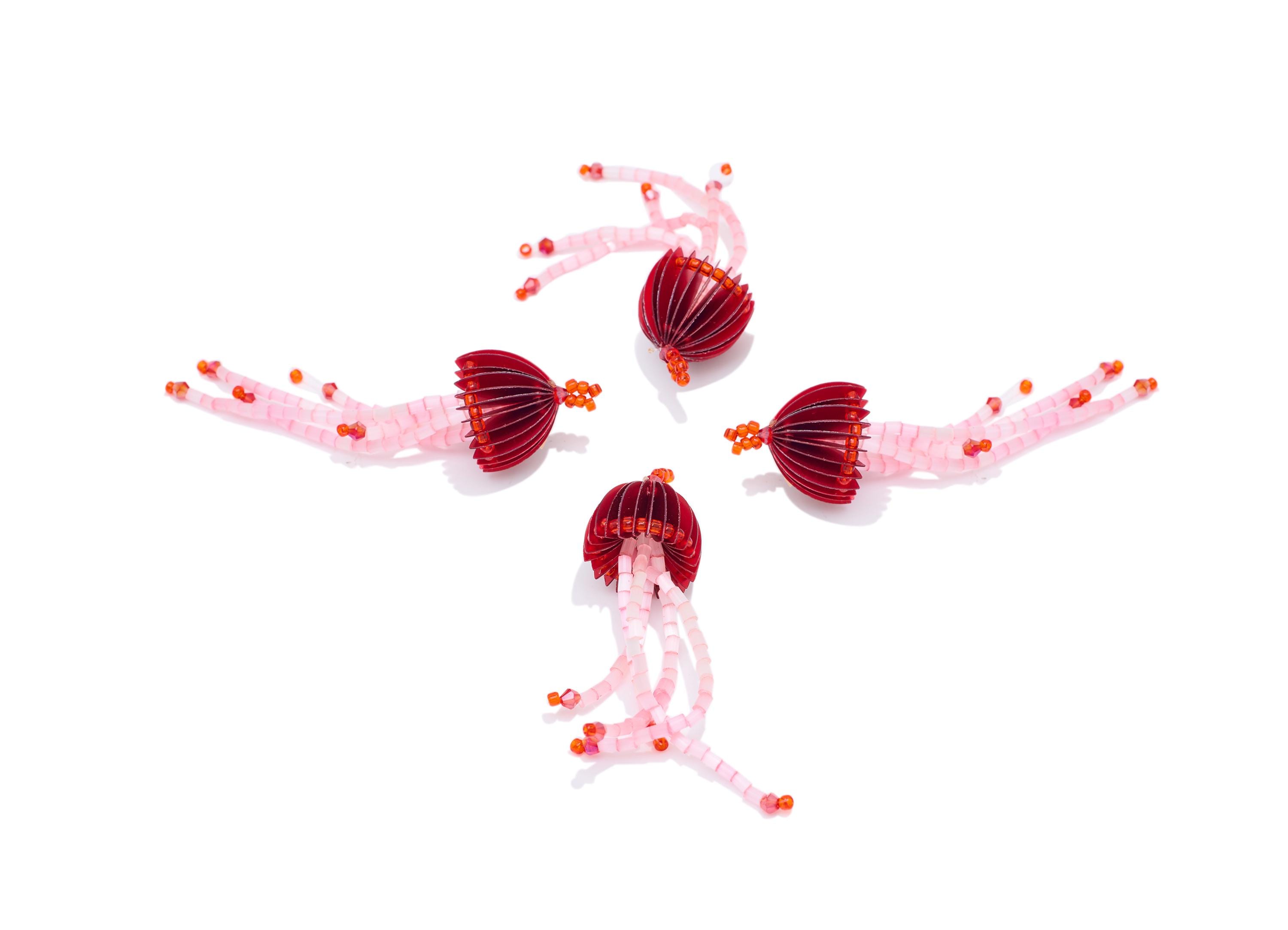 Colorful Jellyfish Earring Charm - Crystal Handcrafted Jellyfish Pendant - Aquatic Dangle Charm - Marine DIY Jewelry - 61x17x17mm - AC2669E - DOMEDBAZAAR