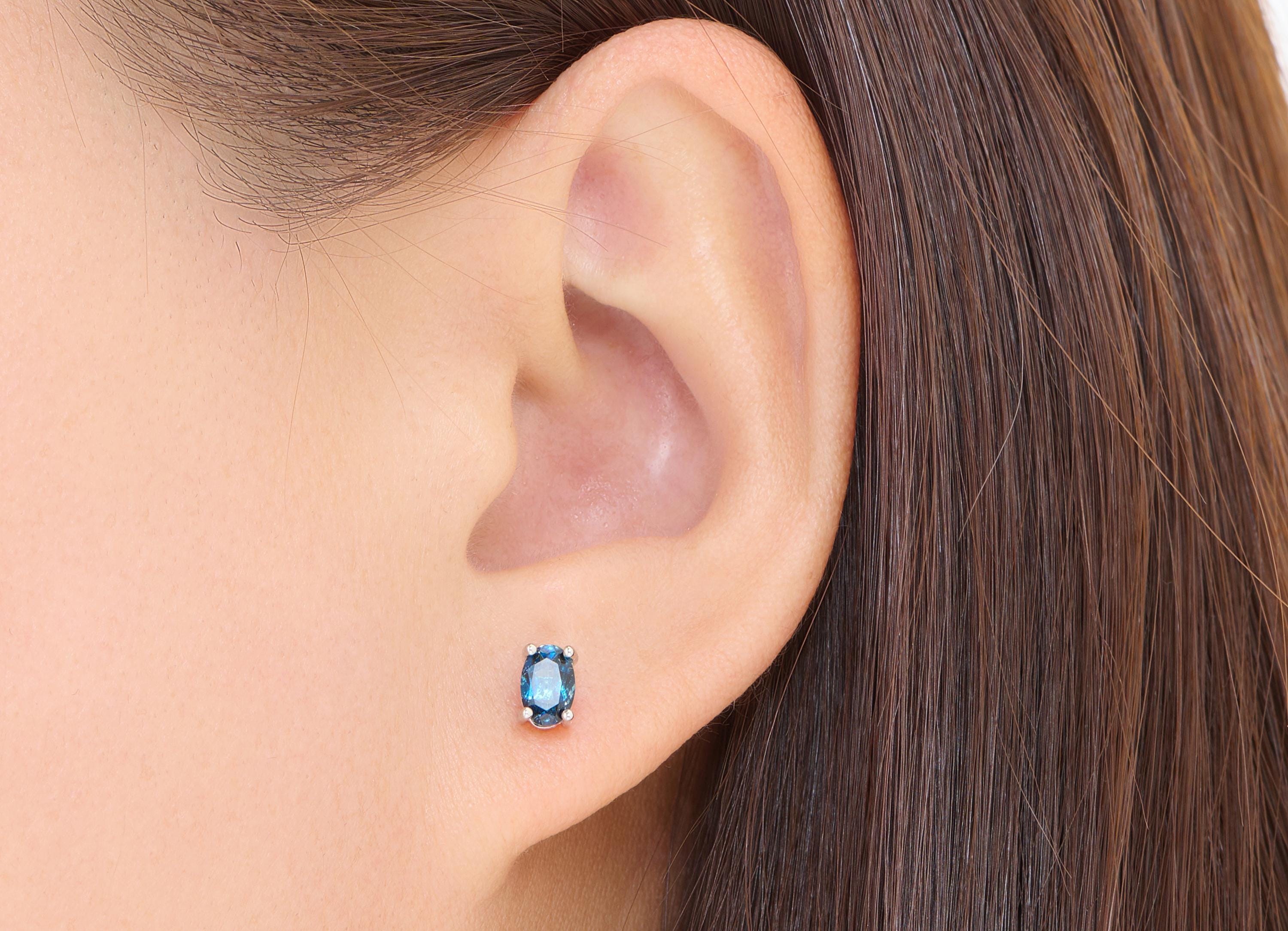 Topaz Oval Earring Stud - Brass Natural Stone Sparking Post - Dainty Everyday Wear Jewelry Making - White K Plated - 6x4x4.4mm - NS2567 - DOMEDBAZAAR