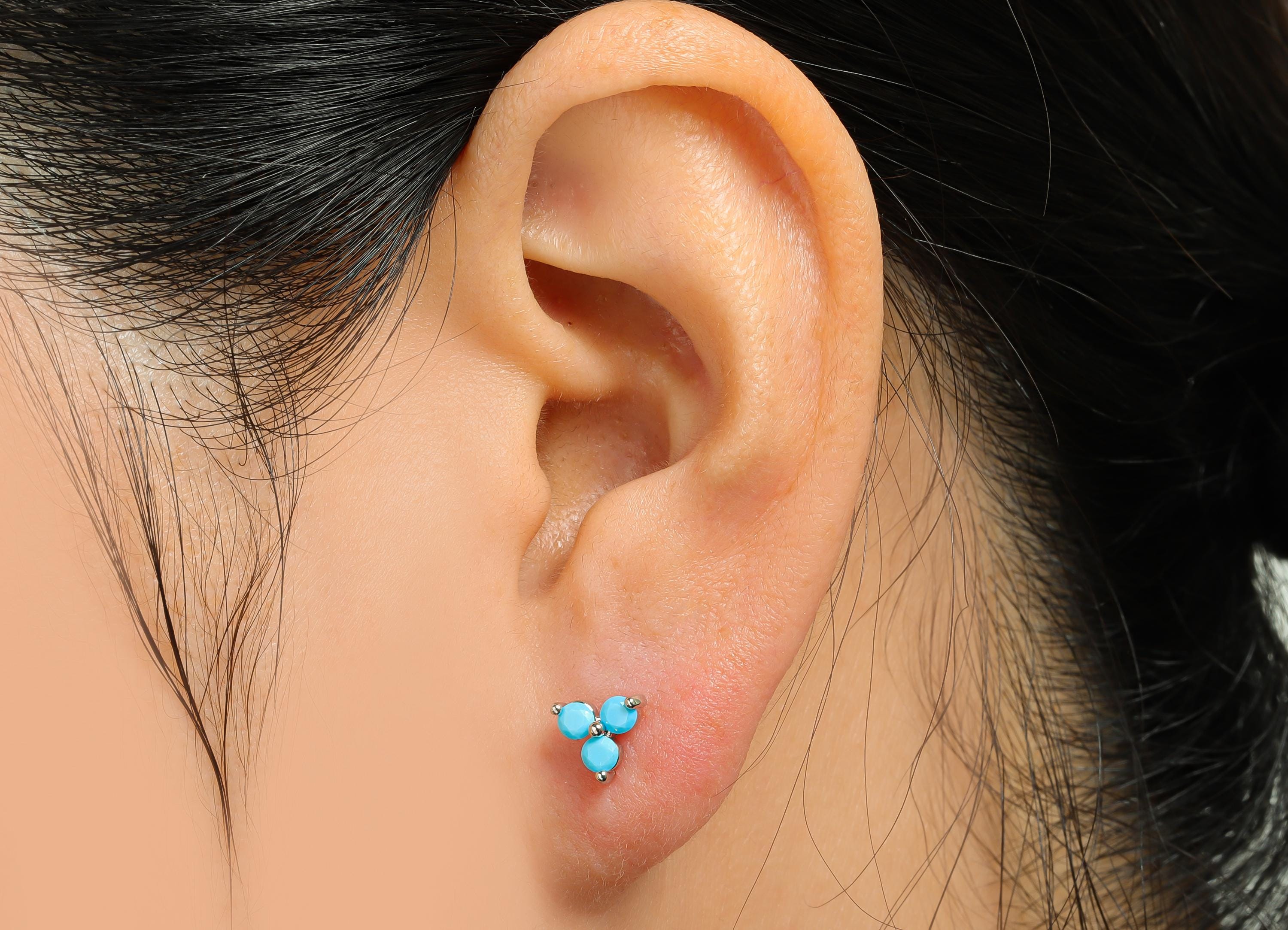 Triangle Tiny Earring - Brass Artisan Boho Chic Earring - Dainty Gem Minimalist Earring Stud - 18K Real White Gold Plated -6x6x3mm-RGP10367 - DOMEDBAZAAR