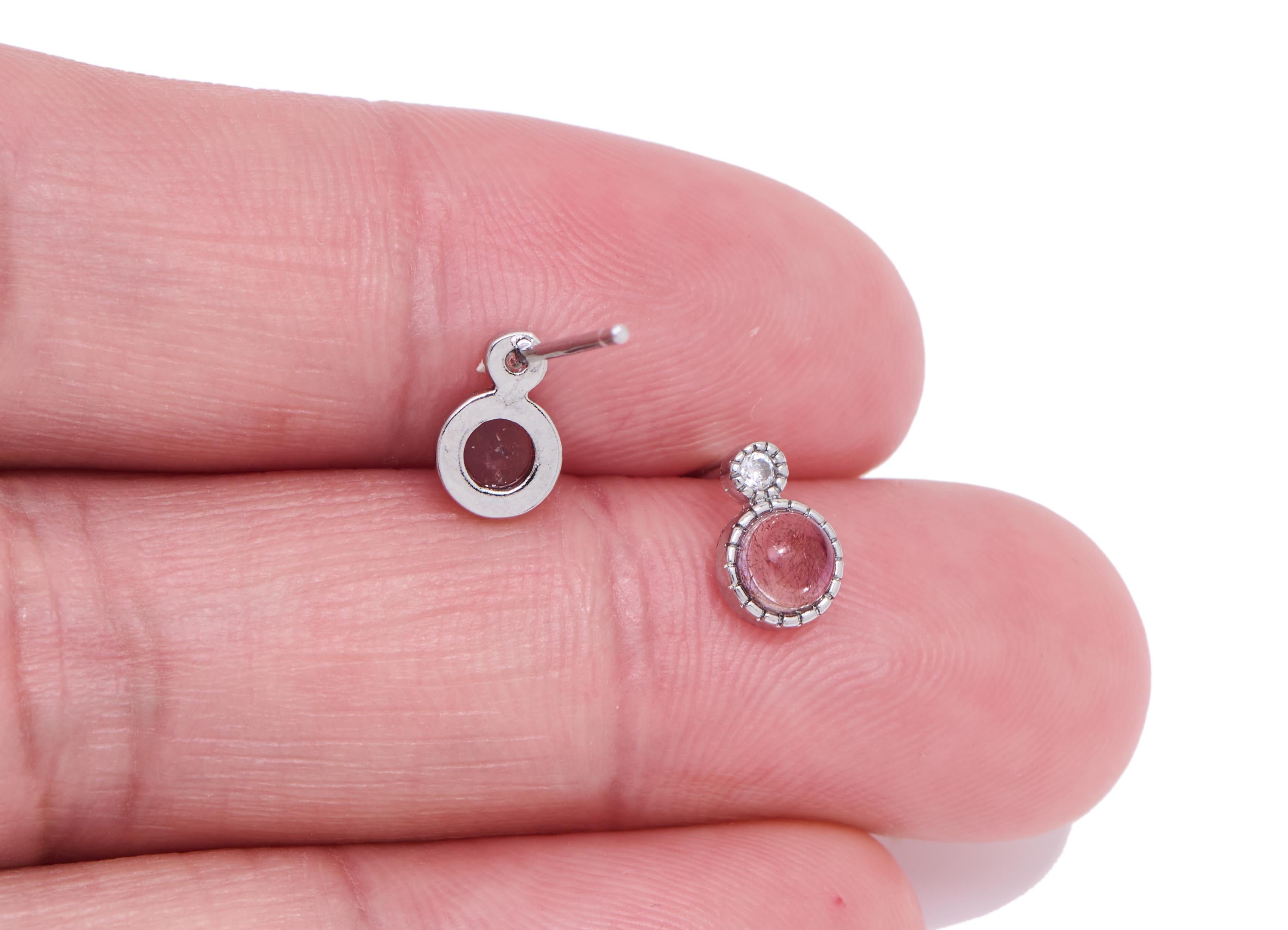 Super Seven Stone Earring Stud - Brass Modern Stone Earring Post - Minimalist Dainty Jewelry Making - White K Plated - 7.7x5x2mm - NS2679 - DOMEDBAZAAR