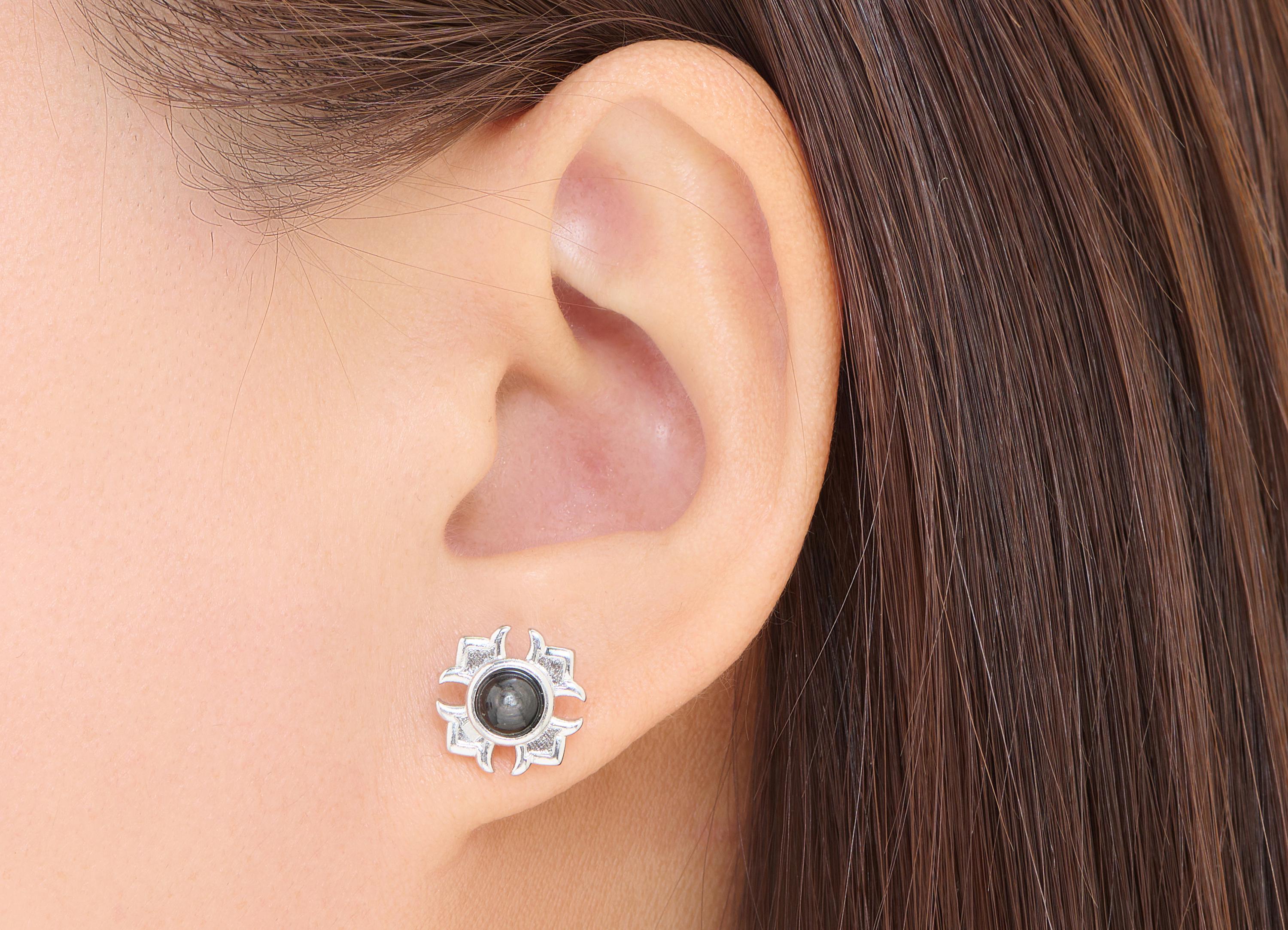 Brass Vintage Looking Earring Post - Brass Good Luck Earring Post - Minimalist Jewelry Making - White K Plated - 12.6x11.7x6.5mm - NS2657 - DOMEDBAZAAR