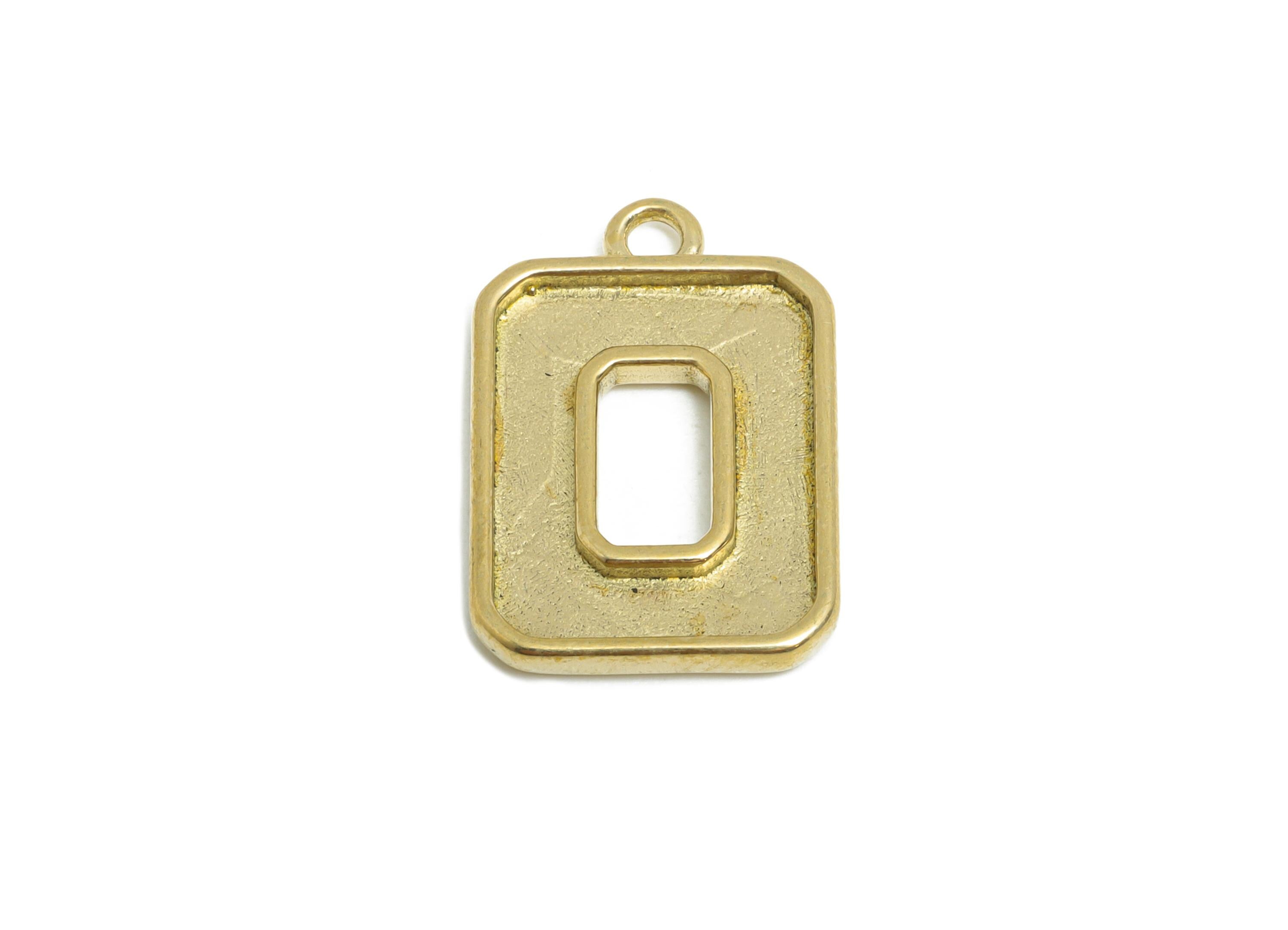 DIY Pendant Setting - Raw Brass Rectangular Charm for Necklace - Rectangular Hollow Pendant -Customizable Jewelry Base - 19x13x2mm - PP11043 - DOMEDBAZAAR
