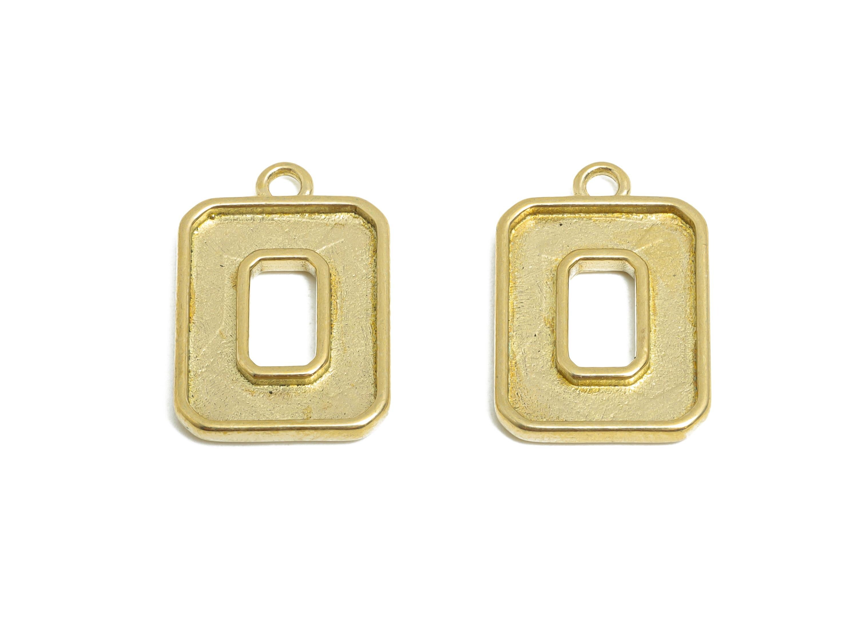 DIY Pendant Setting - Raw Brass Rectangular Charm for Necklace - Rectangular Hollow Pendant -Customizable Jewelry Base - 19x13x2mm - PP11043 - DOMEDBAZAAR