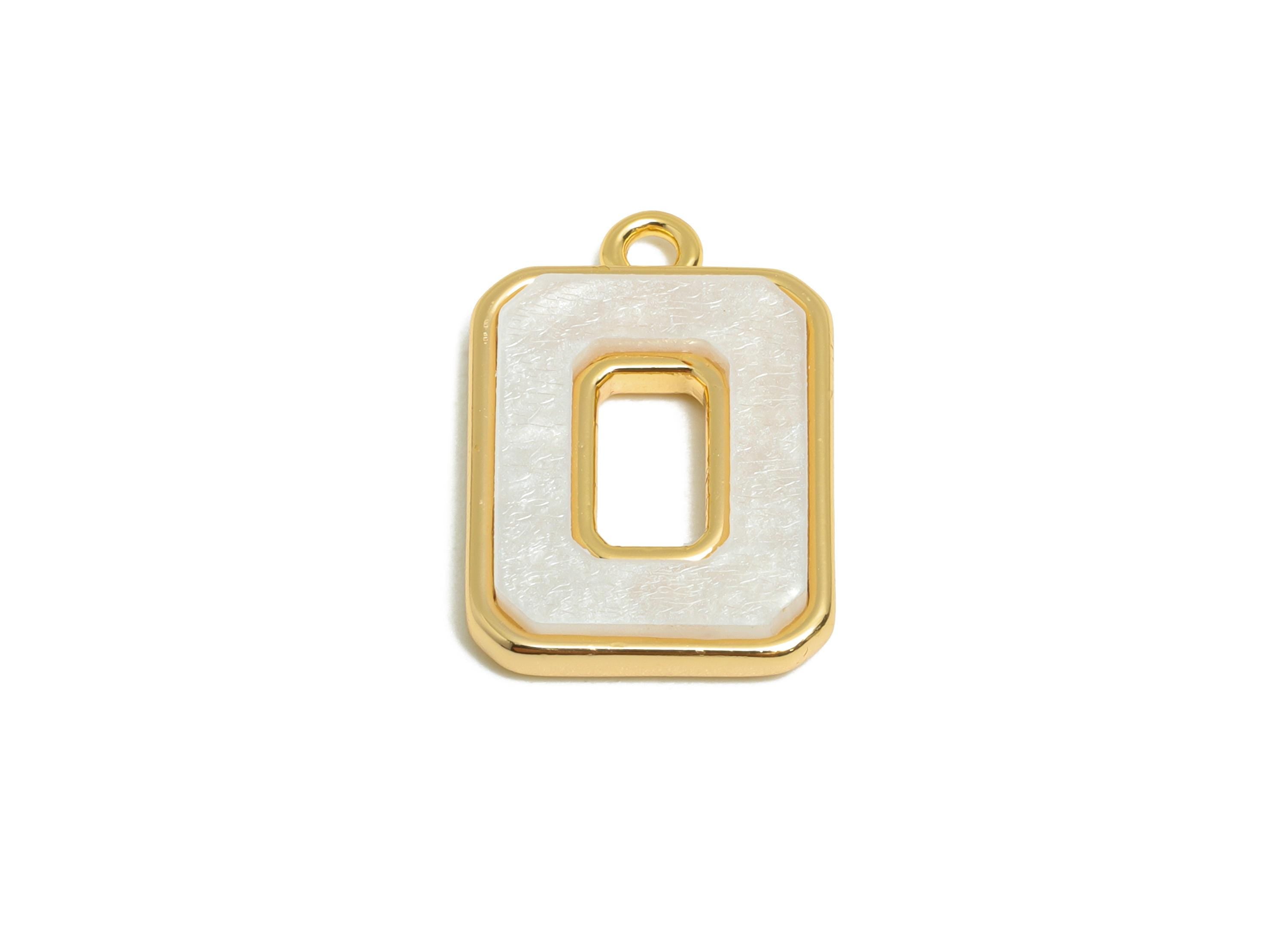 Gold Oval Rectangle Pendant - Brass Rectangular Charm for Necklace - Acrylic Gold Earring Charm -18K Real Gold Plating - 19x13x2mm -RGP10385 - DOMEDBAZAAR