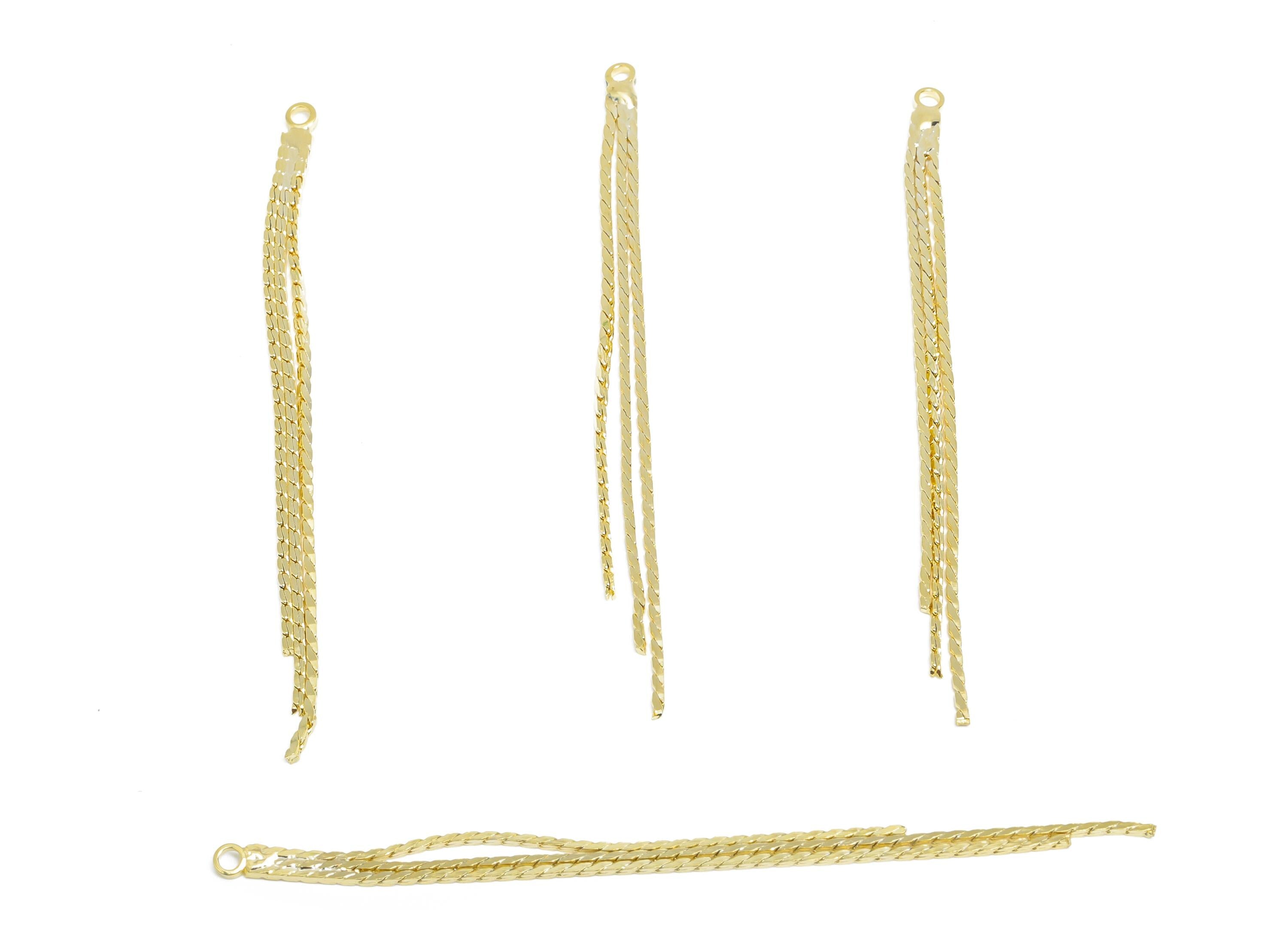 Brass Dangle Tassel Chain - Gold Long Chain with Loop - Delicate Accessory DIY - 14K Real Gold-Plated Brass - 81.45x3x1.2mm - RGP9560-14 - DOMEDBAZAAR