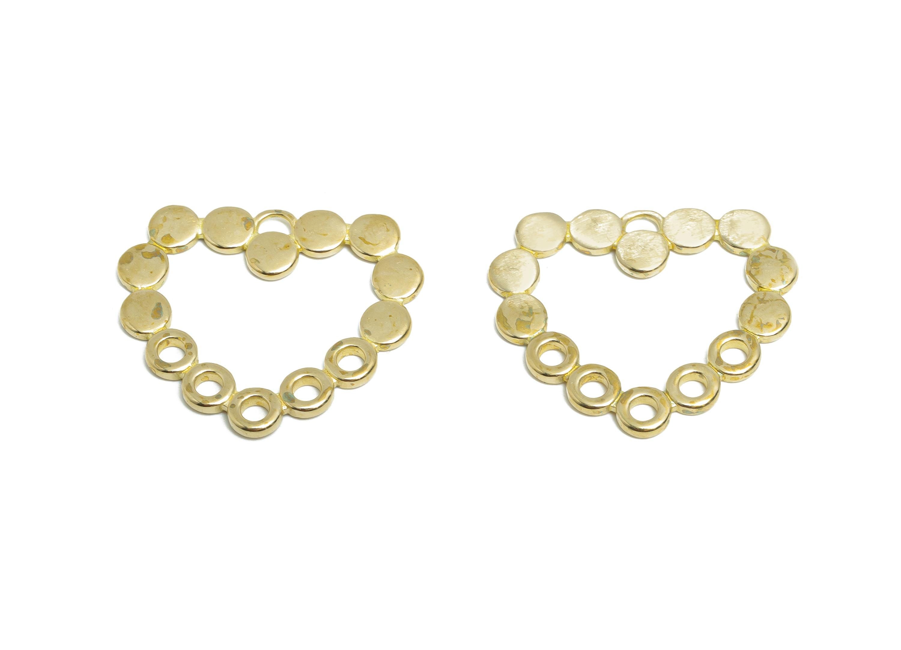 Modern Heart Earring Charm - Raw Brass Customizable Heart Pendant - Romantic Heart Ring - Craft Supplies Jewelry Making - 28x24x1mm-PP11036 - DOMEDBAZAAR