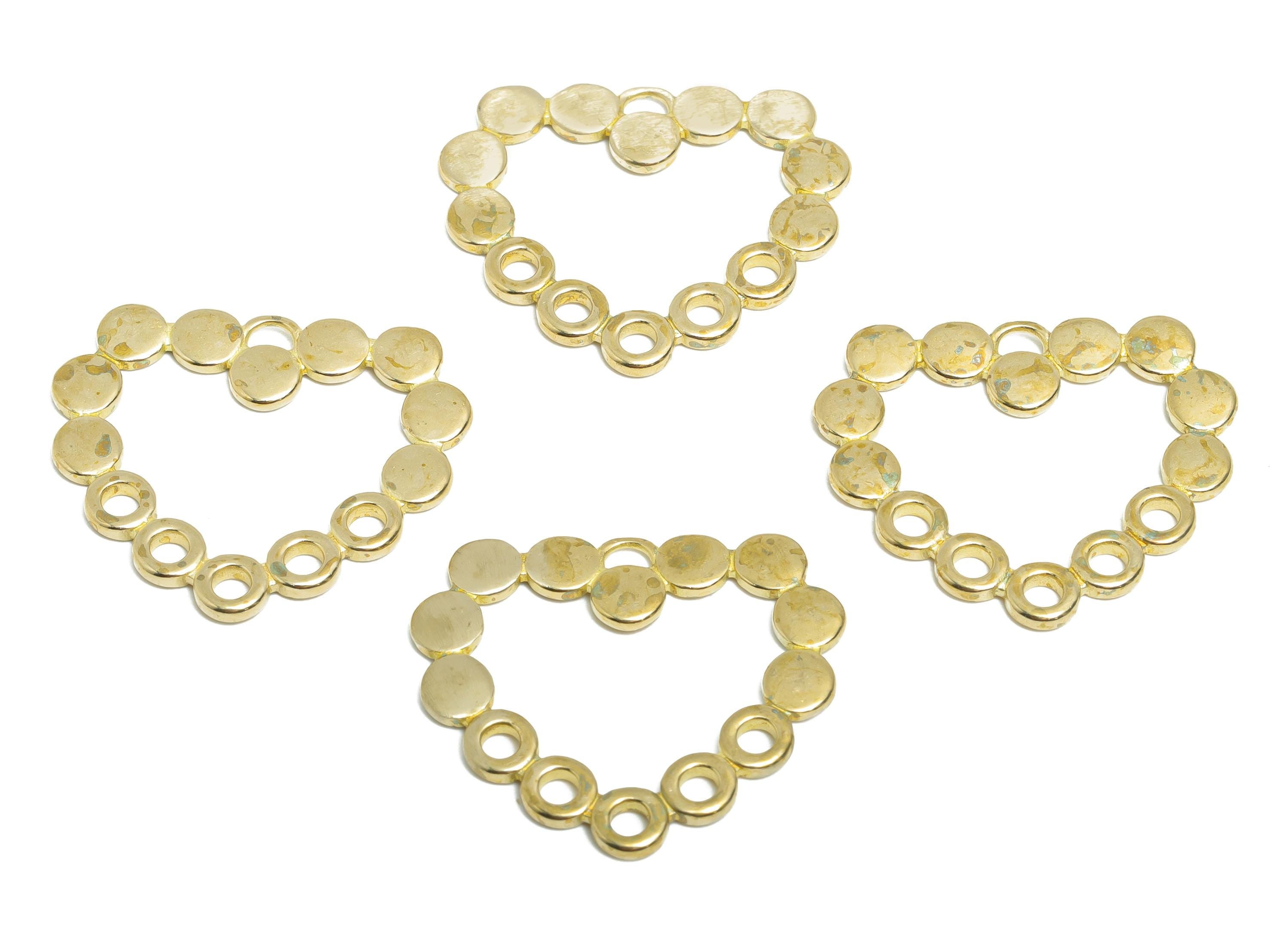 Modern Heart Earring Charm - Raw Brass Customizable Heart Pendant - Romantic Heart Ring - Craft Supplies Jewelry Making - 28x24x1mm-PP11036 - DOMEDBAZAAR