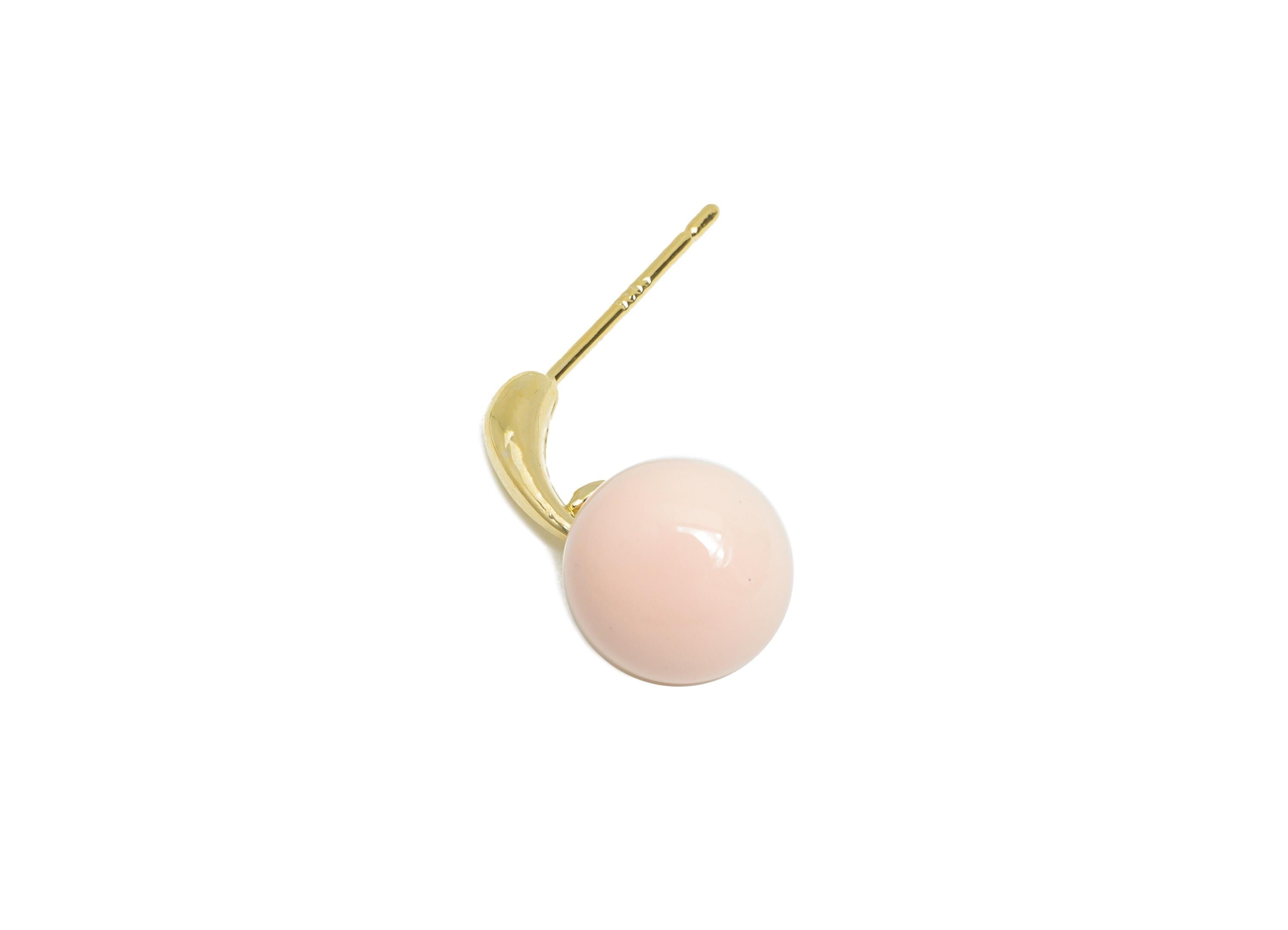 Brass Round Ball Dangle Earring - Pink Enamel Ball Hanging Earring Post - Gold Everday Jewelry - 18K Gold Plated - 20x9.17x0.74mm -RGP9603B - DOMEDBAZAAR