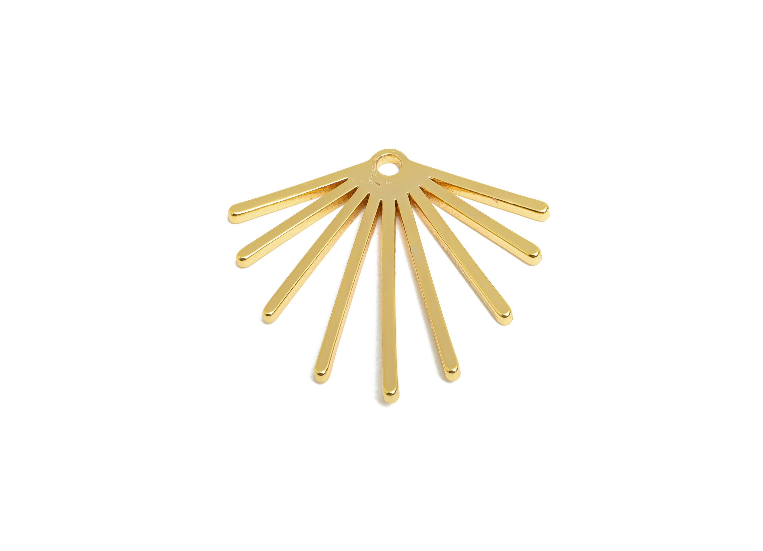 Gold Sunburst Pendant - Brass Starburst Pendant - 18K Real Gold Plating - Minimalist Abstract Sunshine Earring Charm -21x23x1mm - RGP10376 - DOMEDBAZAAR