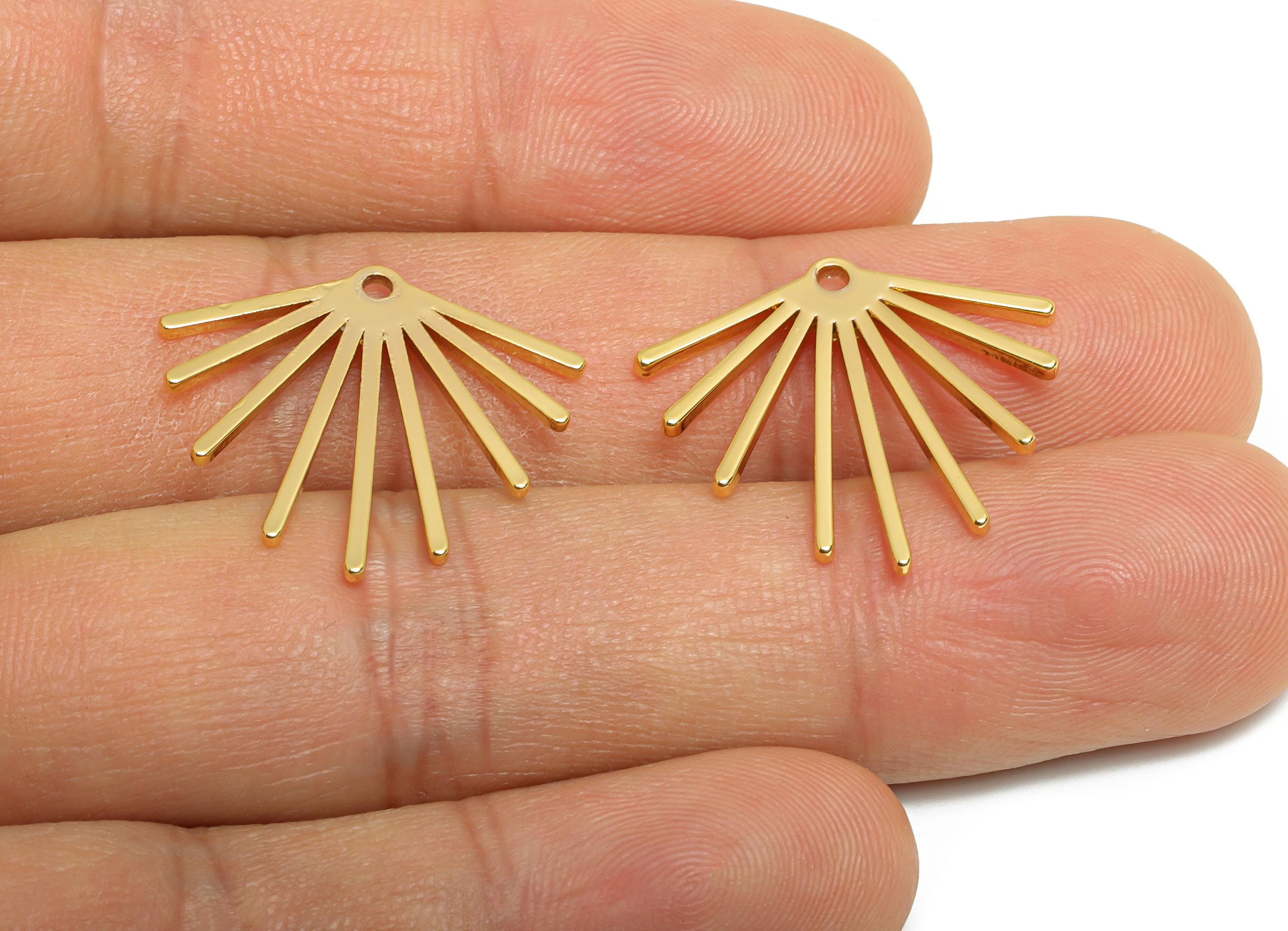 Gold Sunburst Pendant - Brass Starburst Pendant - 18K Real Gold Plating - Minimalist Abstract Sunshine Earring Charm -21x23x1mm - RGP10376 - DOMEDBAZAAR