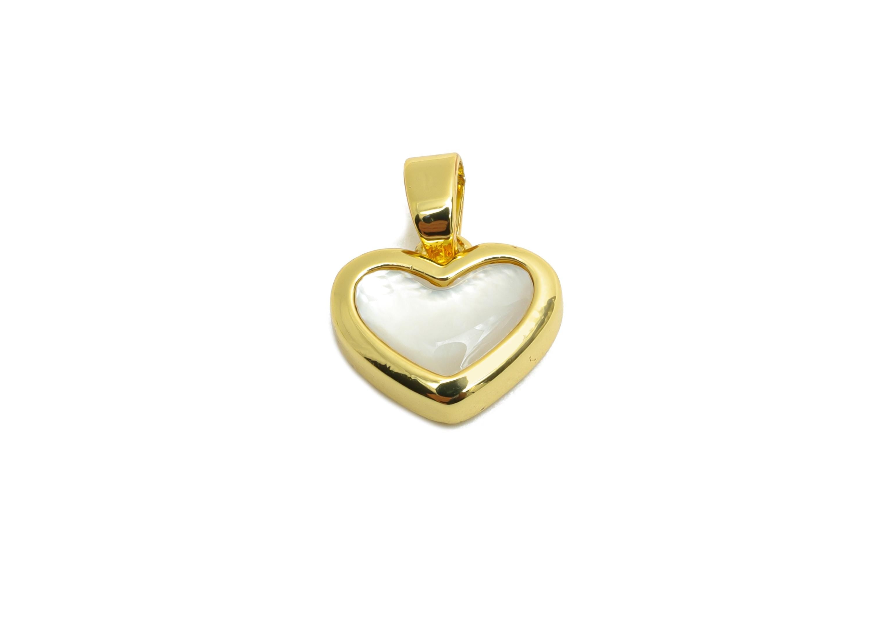 Brass Heart Shell Pendant - Brass Cute Heart Shell Paw Pendant - Cute Pearl Pendant For Necklace - 18K Real Gold Plated - 9x10x3mm -RGP10633 - DOMEDBAZAAR
