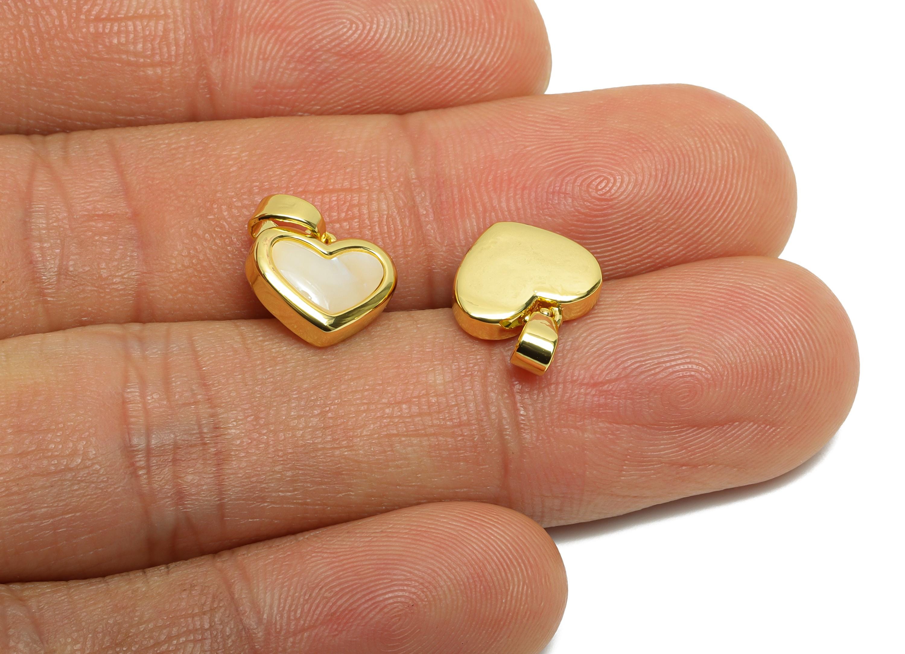 Brass Heart Shell Pendant - Brass Cute Heart Shell Paw Pendant - Cute Pearl Pendant For Necklace - 18K Real Gold Plated - 9x10x3mm -RGP10633 - DOMEDBAZAAR