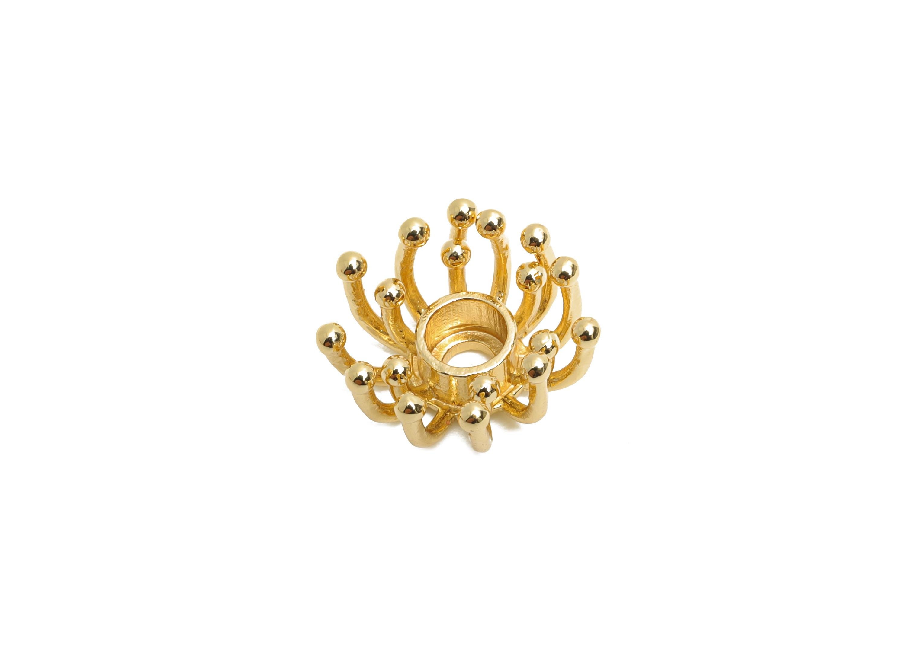 Starburst Bracelet Charm - Brass DIY Bracelet Space Bead - Modern Orbital Spacer Bead Setting - 18K Real Gold Plated - 13x13x6mm-RGP10693 - DOMEDBAZAAR