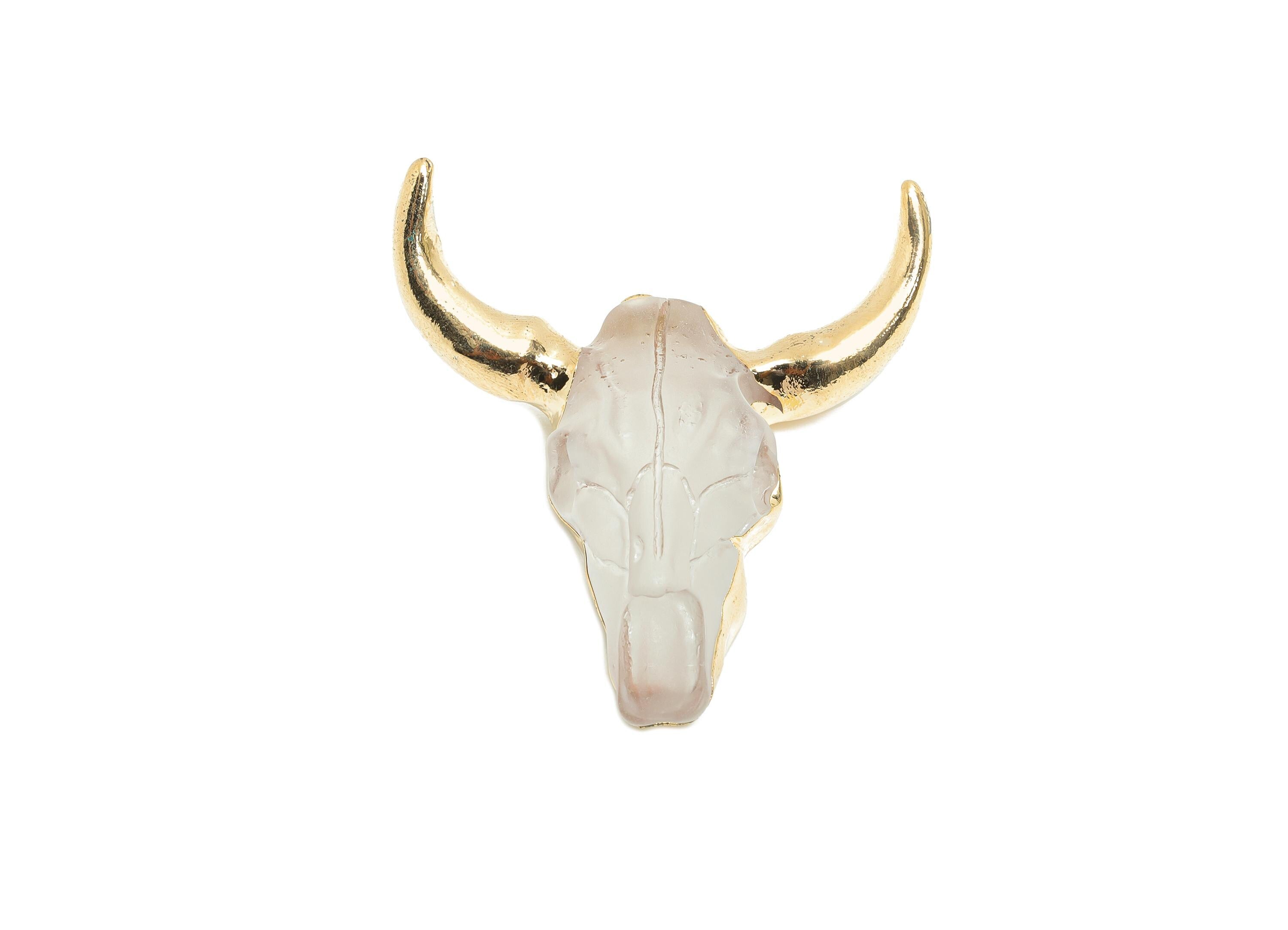 Bull Skull Pendant - Buffalo Cattle Skull Pendant - Resin Horn Animal Pendant - Bull Head Druzy - Horned Pendant - 46x44.15x12.88mm - RC1215 - DOMEDBAZAAR