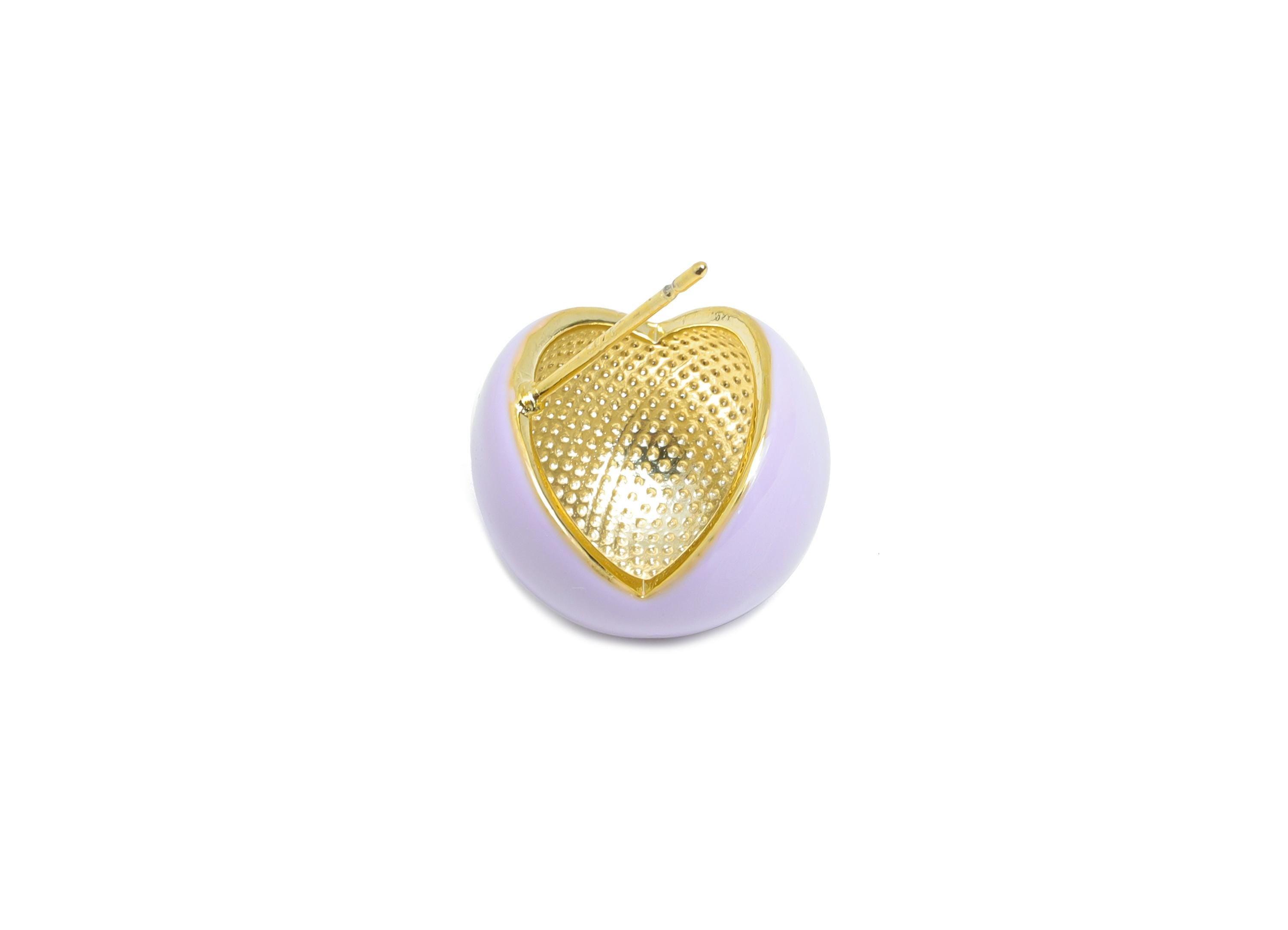 Brass Round Stud Earring - Purple Three Quarter Sphere Enamel Earring Post - Everday Jewelry - 18K Gold Plated -15.89x15.55x0.71mm -RGP9606B - DOMEDBAZAAR