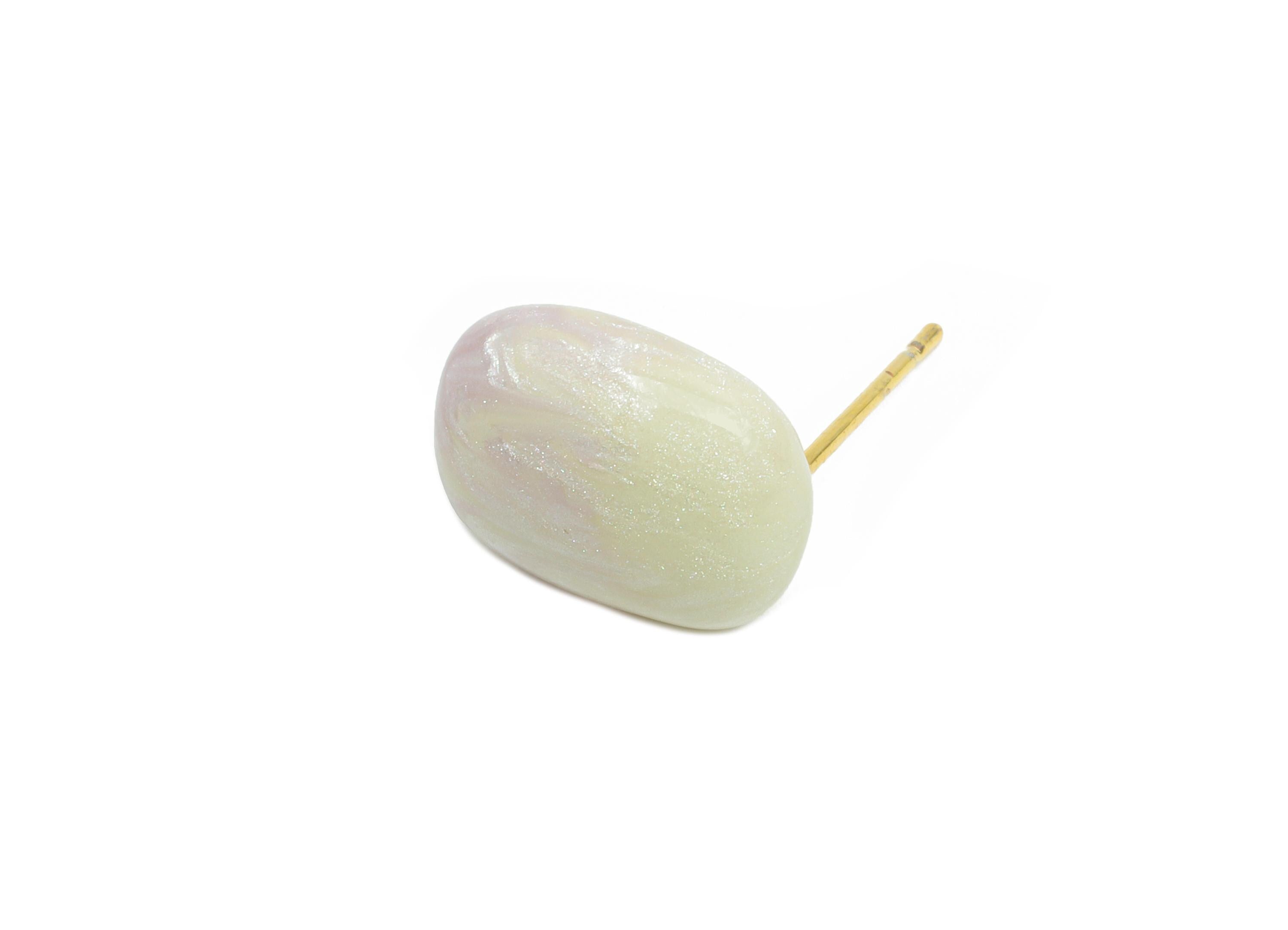 Oval Enamel Earring Stud - Purple Brass Chic Oval Stud Earring - Minimalist Enamel Earring Post- 18K Gold Plated-13.58x10.72x0.74mm-RGP9608B - DOMEDBAZAAR