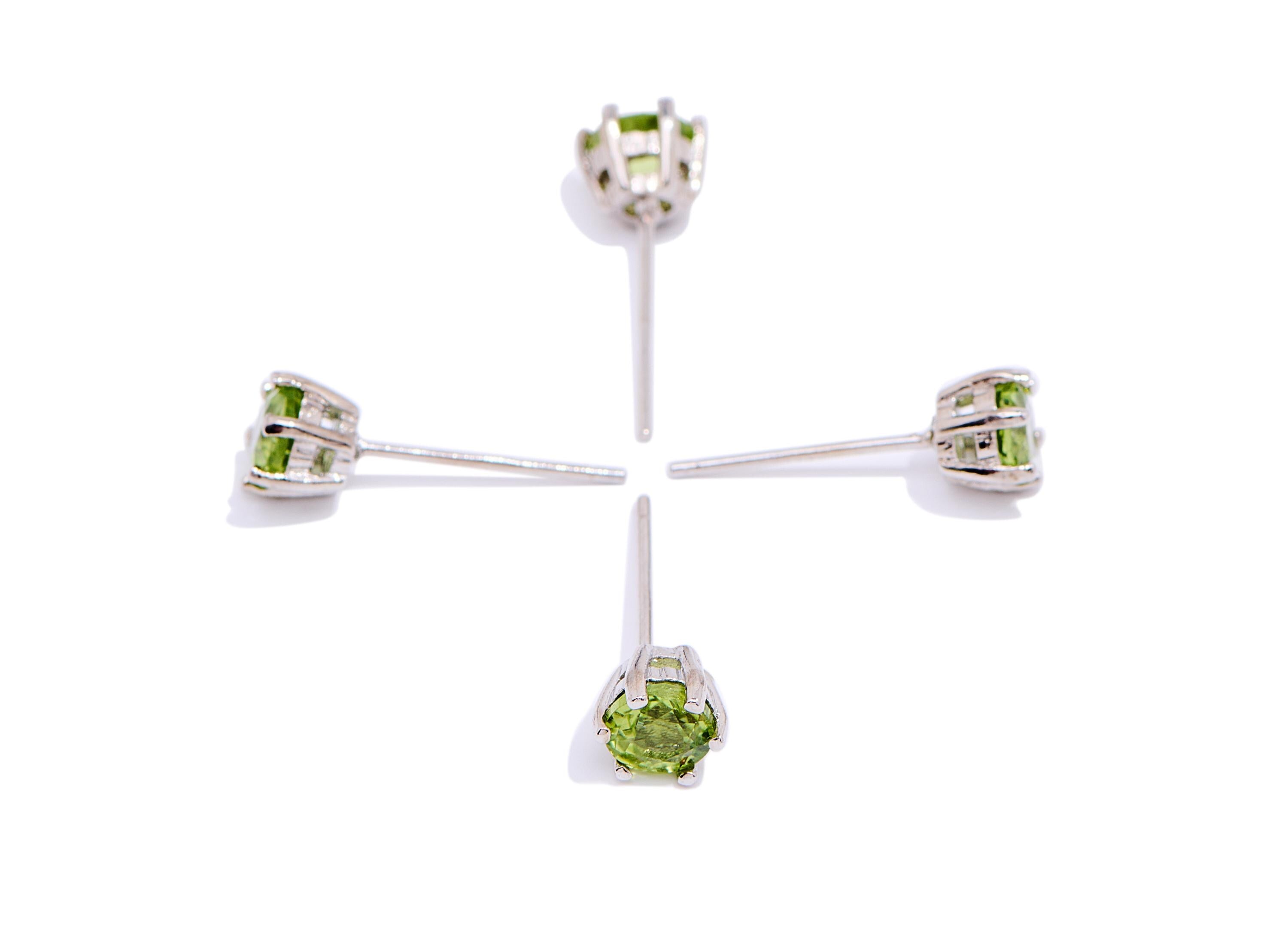 Olivine Brass Round Stud - Mini Round Prong-Set Earring Post - Classic Jewelry Making - Silver Stud - White K Plated - 5.4x5.4x5mm - NS2614 - DOMEDBAZAAR