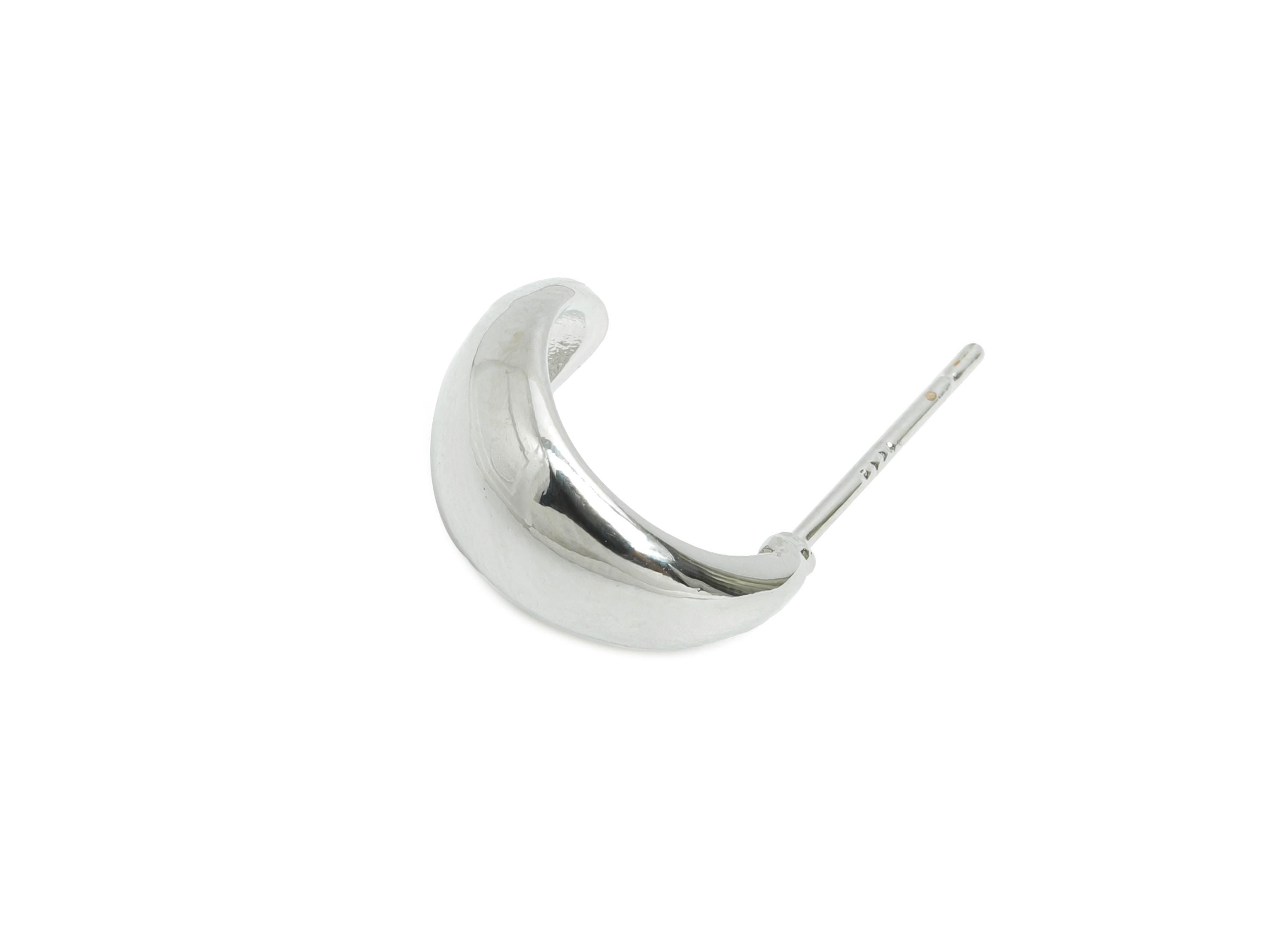 Brass Drop Hoop Earring - Brass Minimalist Hoop Earring - Silver Shiny Earring Base - 18K Real White Gold Plated - 12x8x9mm - RGP9651S - DOMEDBAZAAR
