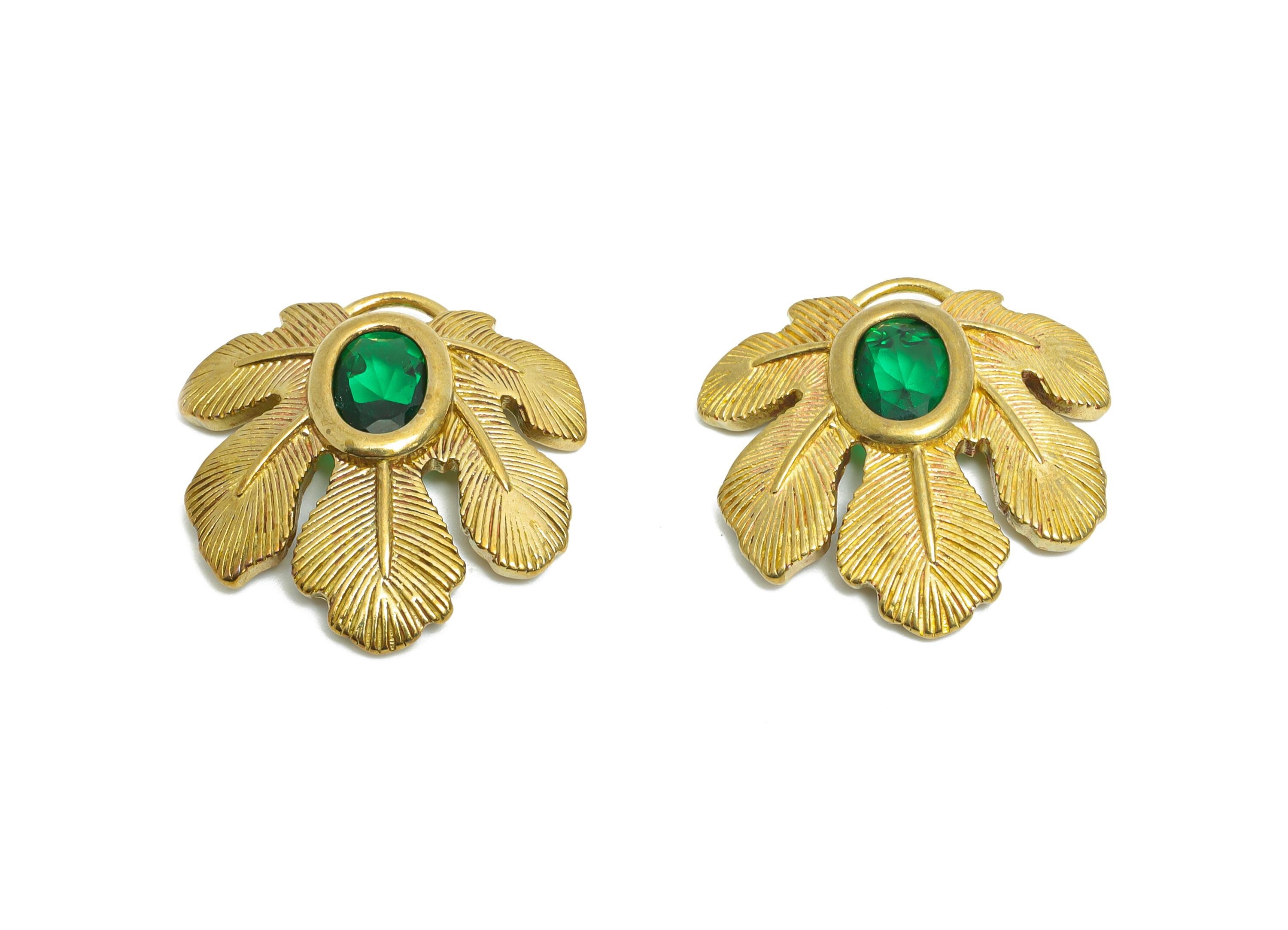 Raw Brass Leaf Charms- Brass Tropical Leaf Charms - Elegant Green Crystal Botanical Charms - Refined Jewelry Making - 22.3x22.3x4mm -PP11090 - DOMEDBAZAAR