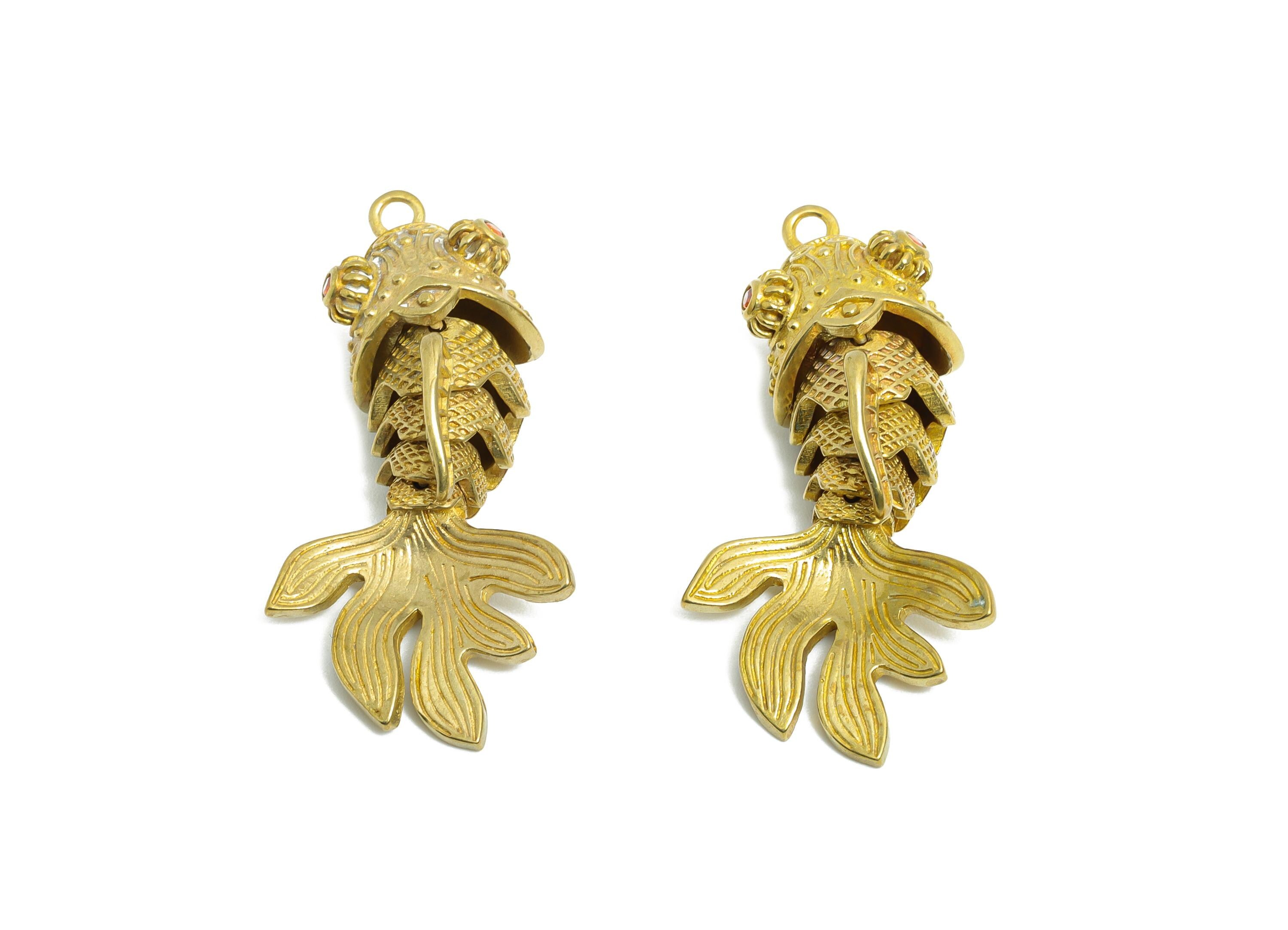 Movable Articulated Fish Charm - Brass Textured Whale Charm - Dainty Cubic Zircon Articulated Fish Marine Pendant - 36.33x17x12mm - PP11106 - DOMEDBAZAAR