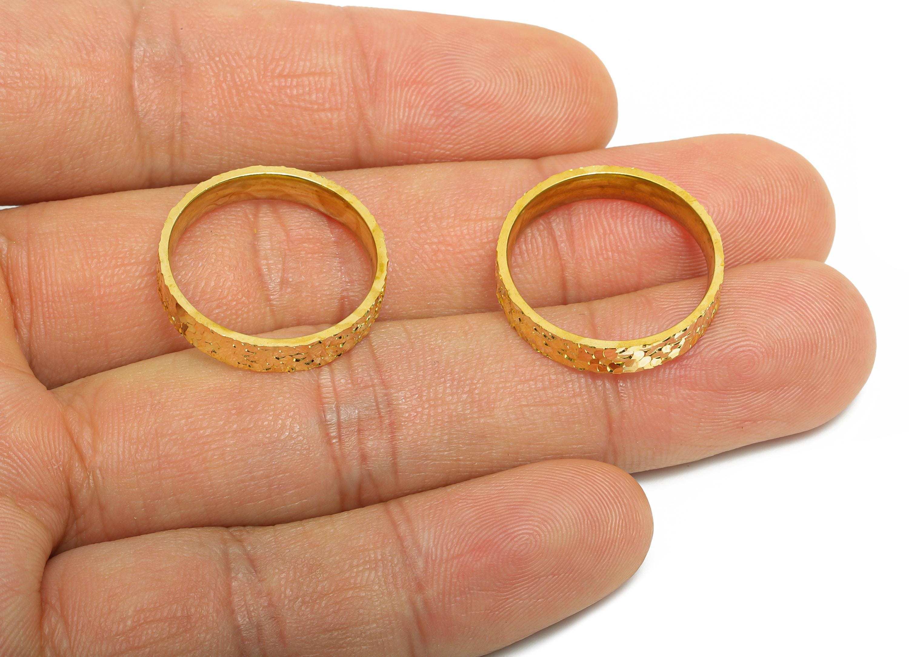 21mm Brass Ring - Raw Brass Textured Wide Ring Jewelry - Minimalist Everyday Wear Ring - Stylish Jewelry Brass - 21.2x21.2x4mm - PP11182-8 - DOMEDBAZAAR