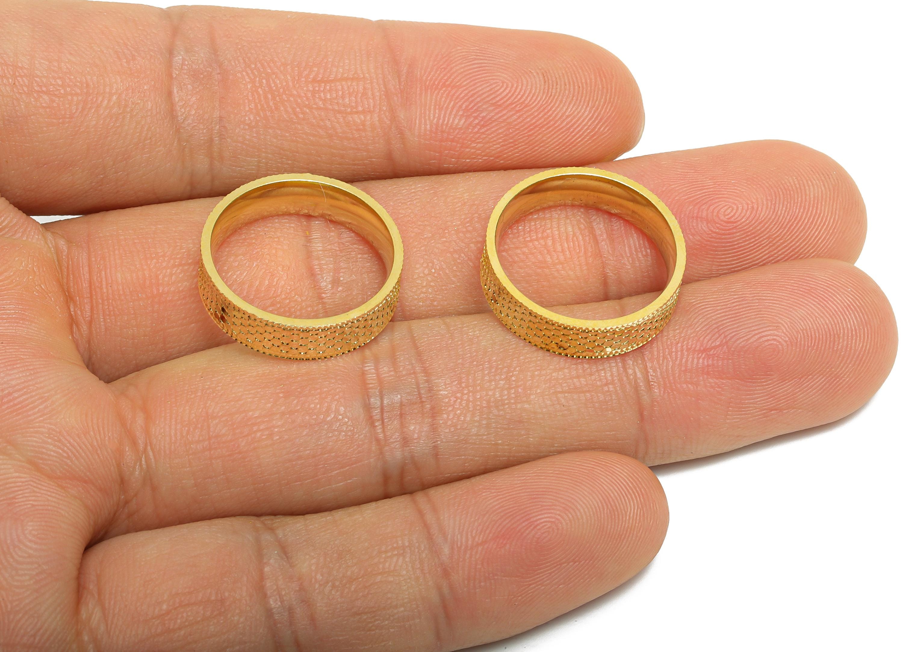 19mm Brass Ring - Raw Brass Textured Wide Ring Jewelry - Sparkling Everyday Wear Ring - Stylish Jewelry Brass - 19.46x19.45x5mm - PP11183-6 - DOMEDBAZAAR