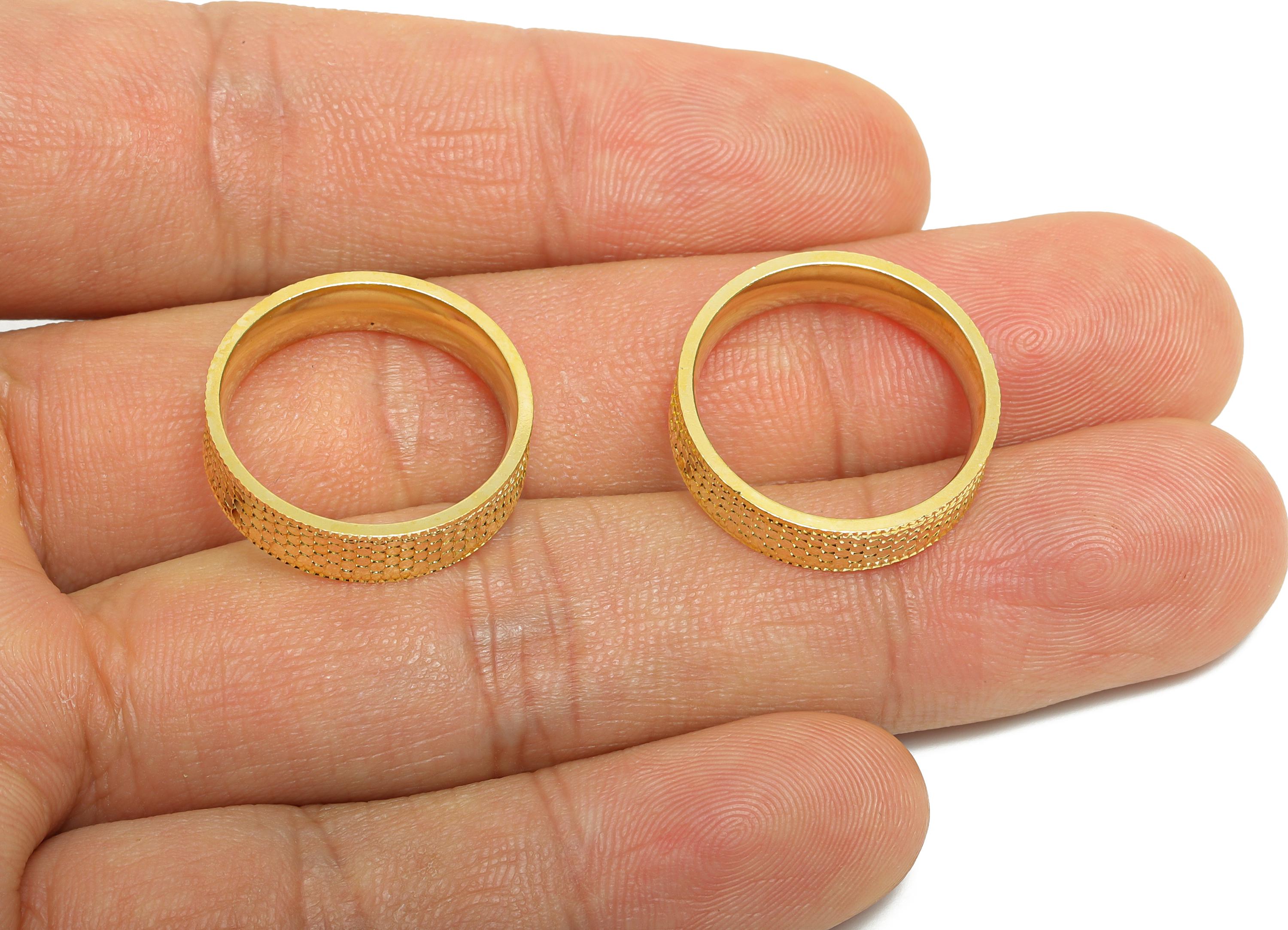 20mm Brass Ring - Raw Brass Textured Wide Ring Jewelry - Sparkling Everyday Wear Ring - Stylish Jewelry Brass - 20.35x20.35x5mm - PP11183-7 - DOMEDBAZAAR