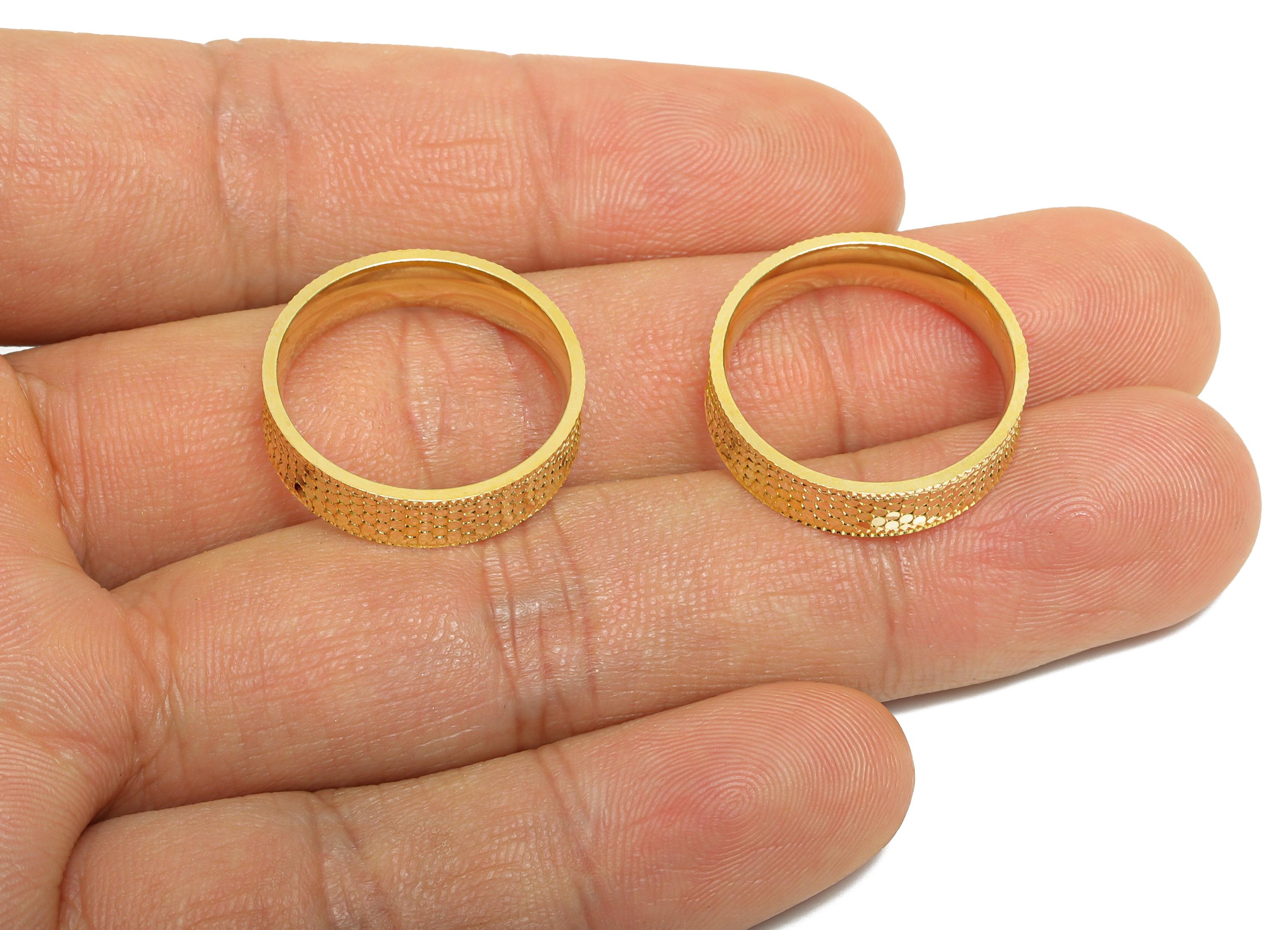 21mm Brass Ring - Raw Brass Textured Wide Ring Jewelry - Sparkling Everyday Wear Ring - Stylish Jewelry Brass - 21.11x21.11x5mm - PP11183-8 - DOMEDBAZAAR