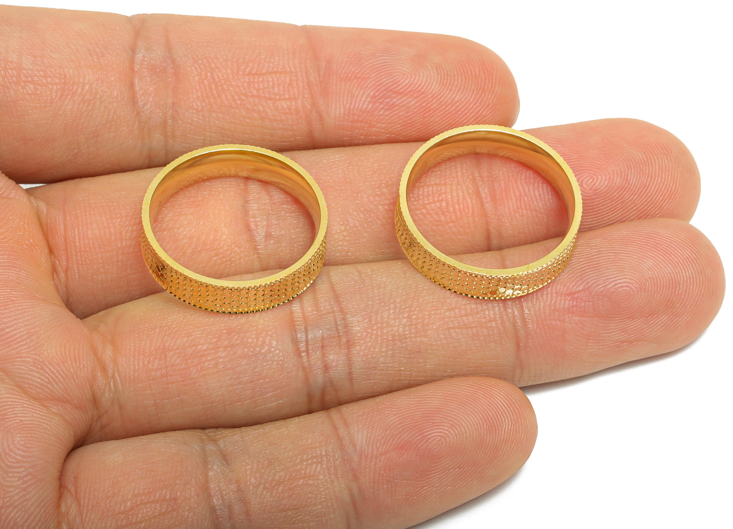 22mm Brass Ring - Raw Brass Textured Wide Ring Jewelry - Sparkling Everyday Wear Ring - Stylish Jewelry - 21.88x21.88x5mm - PP11183-9 - DOMEDBAZAAR