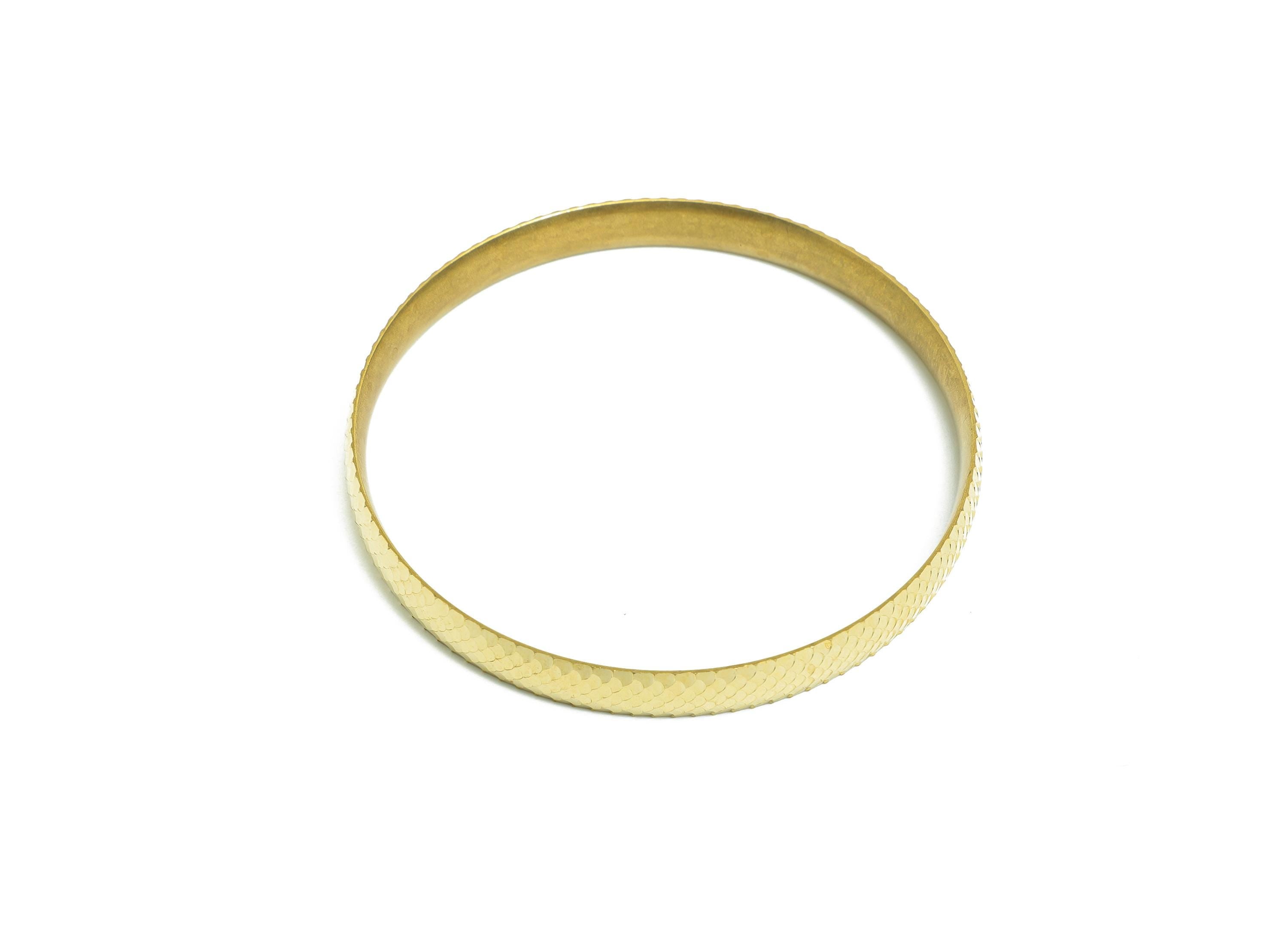 64mm Brass Hoop Bracelet - Raw Brass Textured Wide Bangle - Fish Scale Pattern Bracelet - Classic Jewelry - 64.22x64.23x7mm - PP11139 - DOMEDBAZAAR