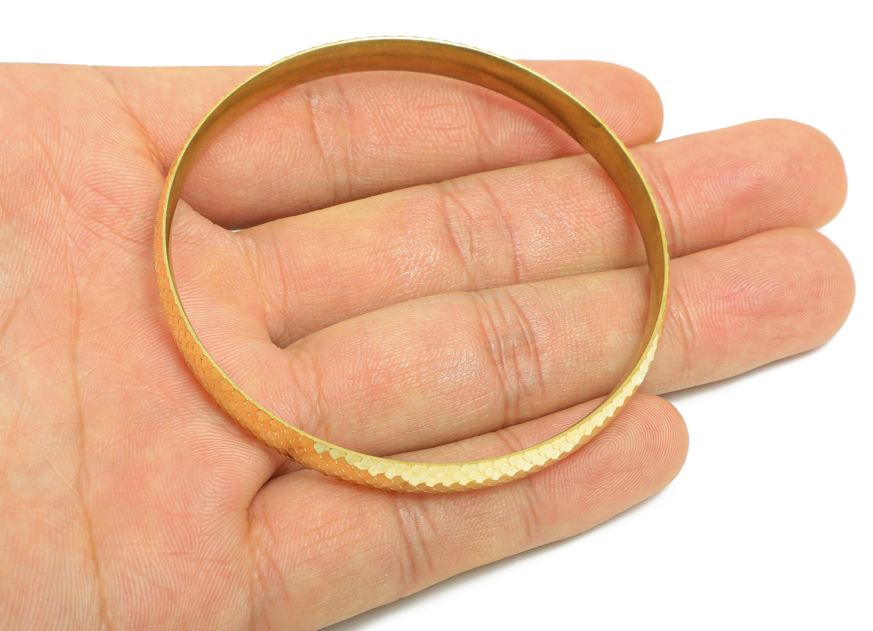 64mm Brass Hoop Bracelet - Raw Brass Textured Wide Bangle - Fish Scale Pattern Bracelet - Classic Jewelry - 64.22x64.23x7mm - PP11139 - DOMEDBAZAAR