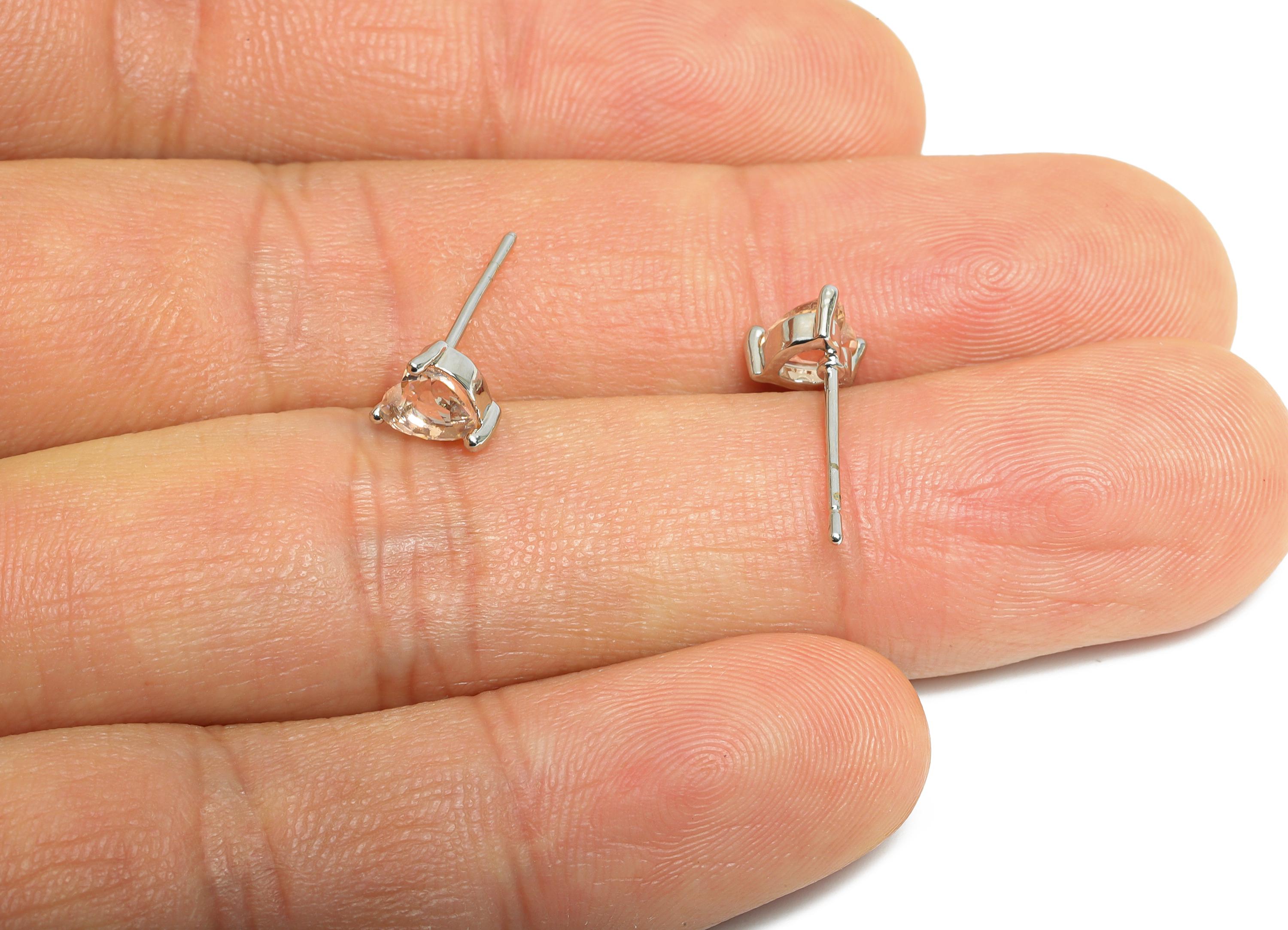 Minimalist Heart Post - Brass Pink Sparking Heart Stud - Glass Romantic Jewelry - 18K Real White Gold Plated - 6.1x5x3mm - RGP9662S - DOMEDBAZAAR