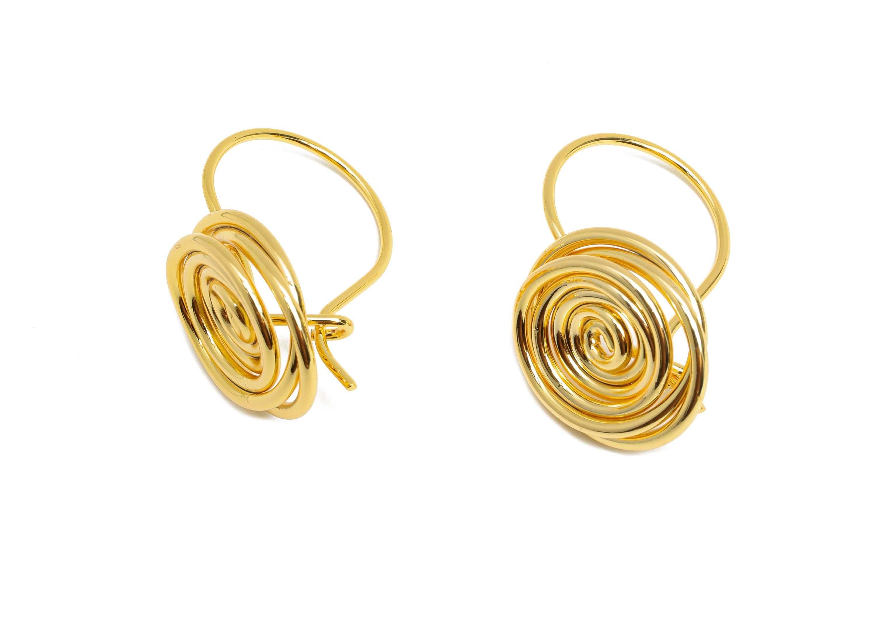 Brass Spiral Wire Earrings - Gold Chic Snail Wire Earring - Danity Hook Wire Earring - 18K Real Gold Plating Brass - 31.6x21x3mm - RGP9536 - DOMEDBAZAAR