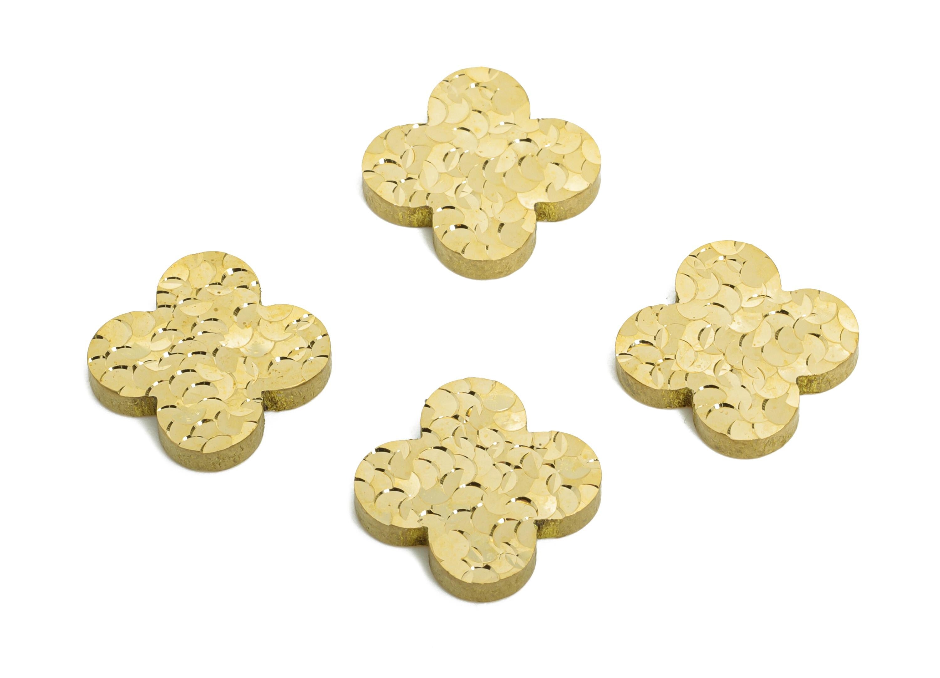 Raw Brass Flower Charms - Textured Flower Cabachon Charms - Textured Laser Cut Charm - Dainty Boho Chic Jewelry Making - 13x13x2mm - PP11175 - DOMEDBAZAAR