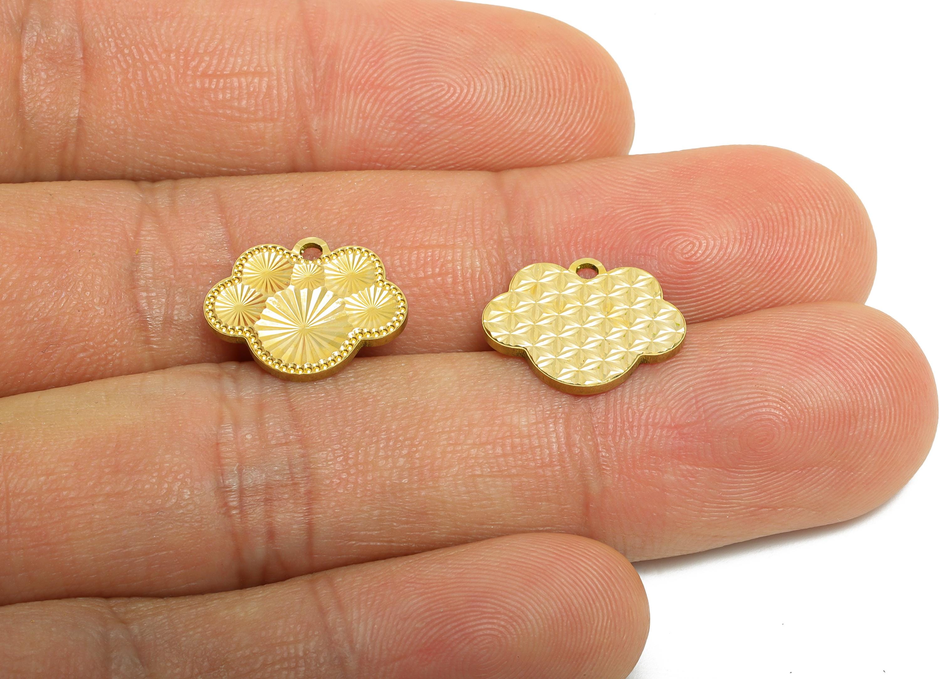 Raw Brass Leaf Charms - Textured Botanical Bracelet Charms - Textured Laser Cut Charm - Dainty Boho Chic Jewelry Making - 15x12x1mm -PP11178 - DOMEDBAZAAR