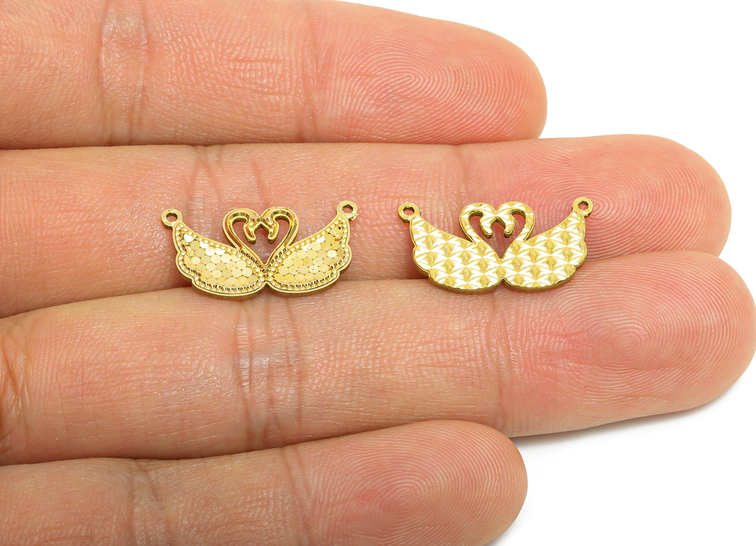 Raw Brass Swan Charms - Textured Swan Wing Motif Charms - Textured Laser Cut Pendant - Dainty Romantic Jewelry Making - 20x10x1mm -PP11173 - DOMEDBAZAAR