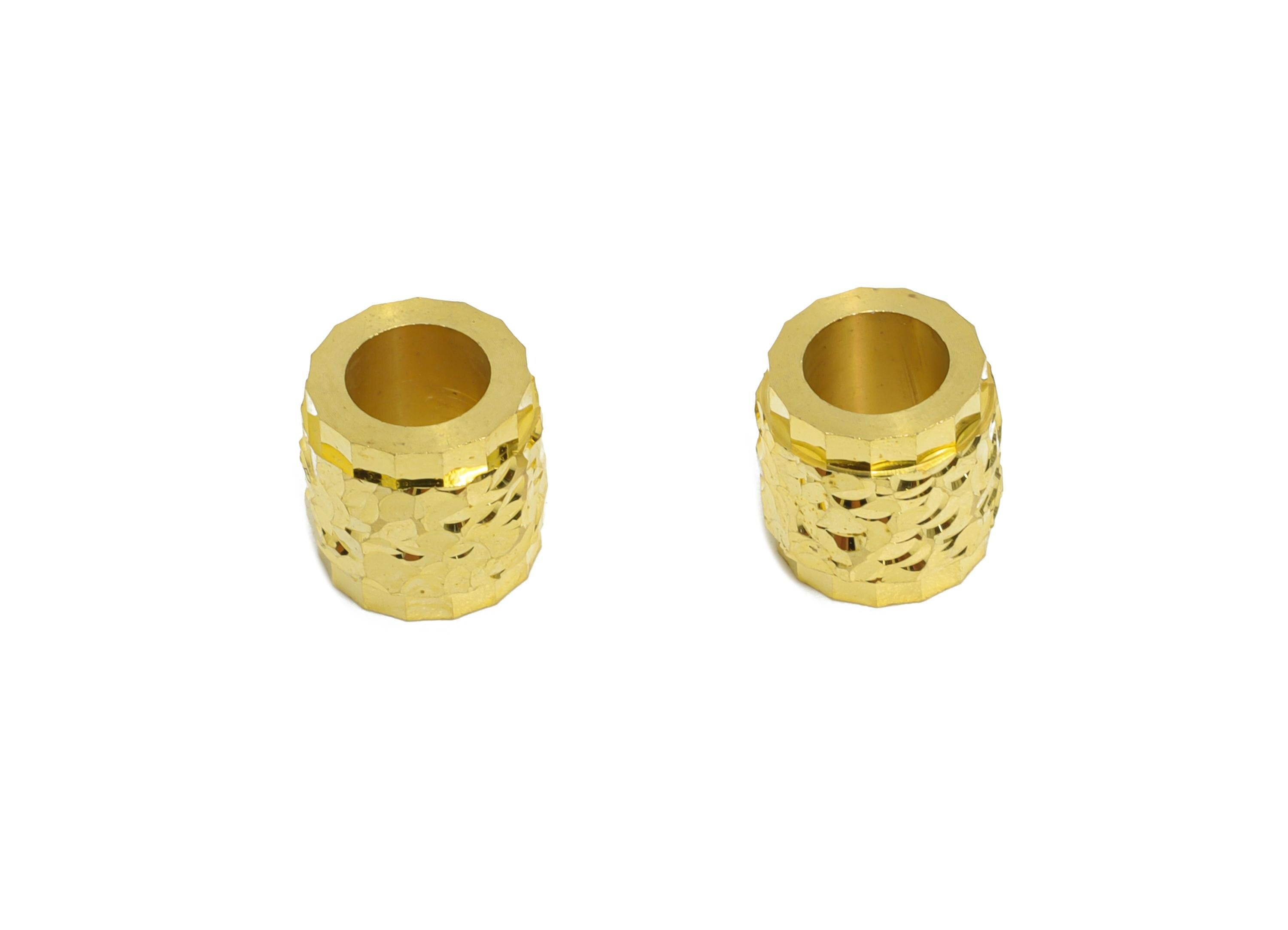 Raw Brass Elegant Beads - Brass Metal Spacer Beads - Textured Decorative Cylinder Beads - DIY Textured Bracelet Beads - 7x7.25x7mm - PP11199 - DOMEDBAZAAR