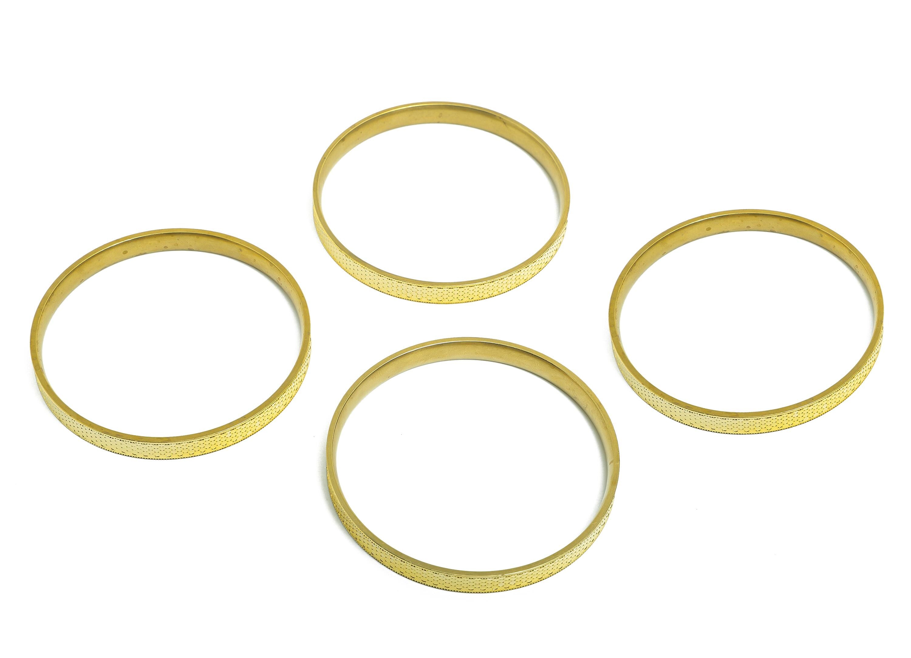 67mm Brass Hoop Bracelet - Raw Brass Textured Wide Bangle - Sparkling Bracelet - Everyday Wear Jewelry Brass - 66.79x67.05x7mm - PP11186 - DOMEDBAZAAR