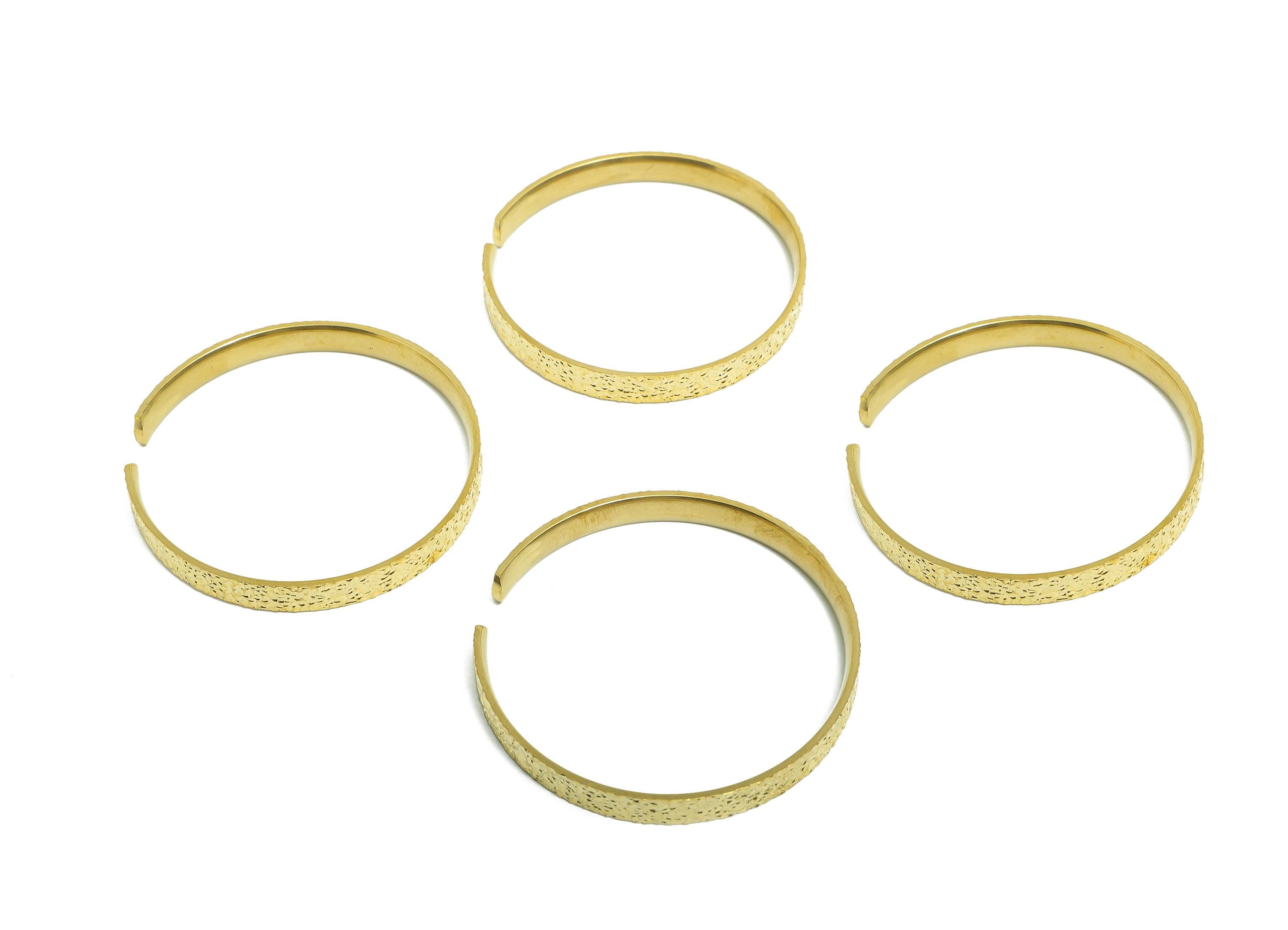 64mm Brass Open Hoop Bracelet - Raw Brass Textured Wide Bangle - Sparkling Adjustable Bracelet - Classic Jewelry - 64.37x63.87x7mm - PP11138 - DOMEDBAZAAR