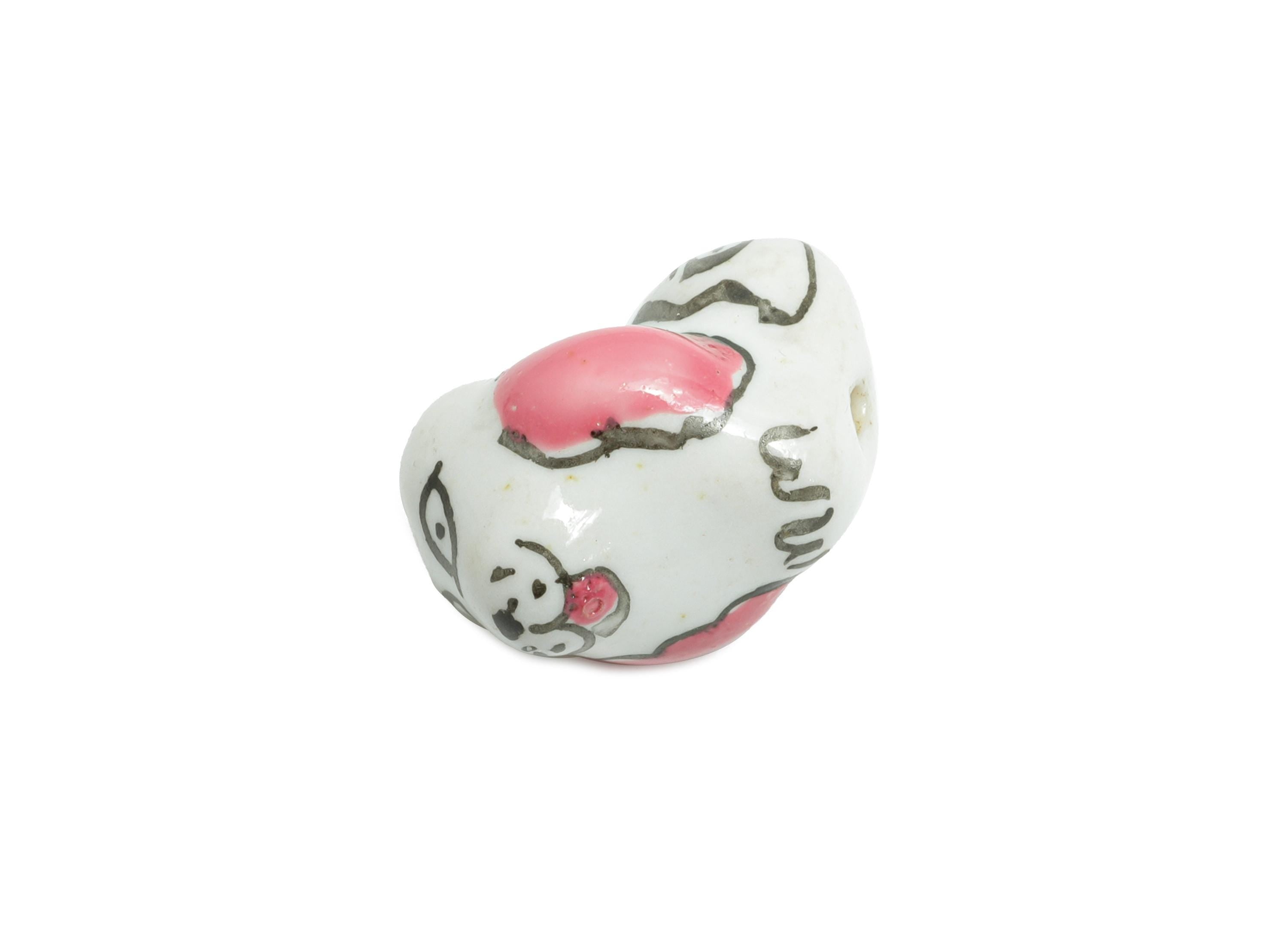 Glazed Ceramic Dog Beads - Custom Handcrafted Bead - Handmade Connectors Beads - Handmade Bead for Bracelet Making - 19x17x6mm - NS2825 - DOMEDBAZAAR