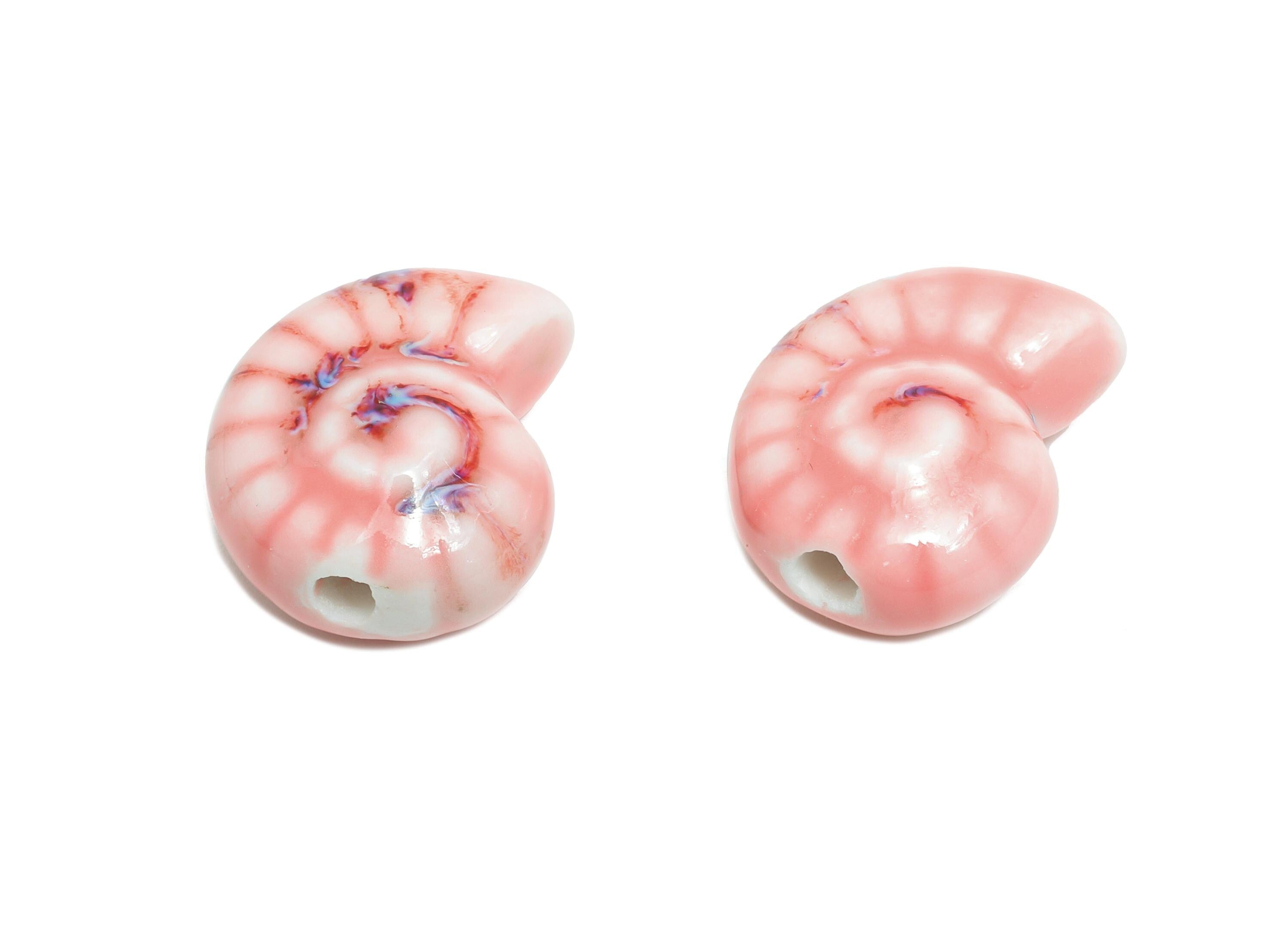 Glazed Ceramic Snails Beads - Ceramic Spiral Jewelry Component - Handmade Beads Connectors - Jewelry Making - 19.97x16.3x10.26mm - NS2852C