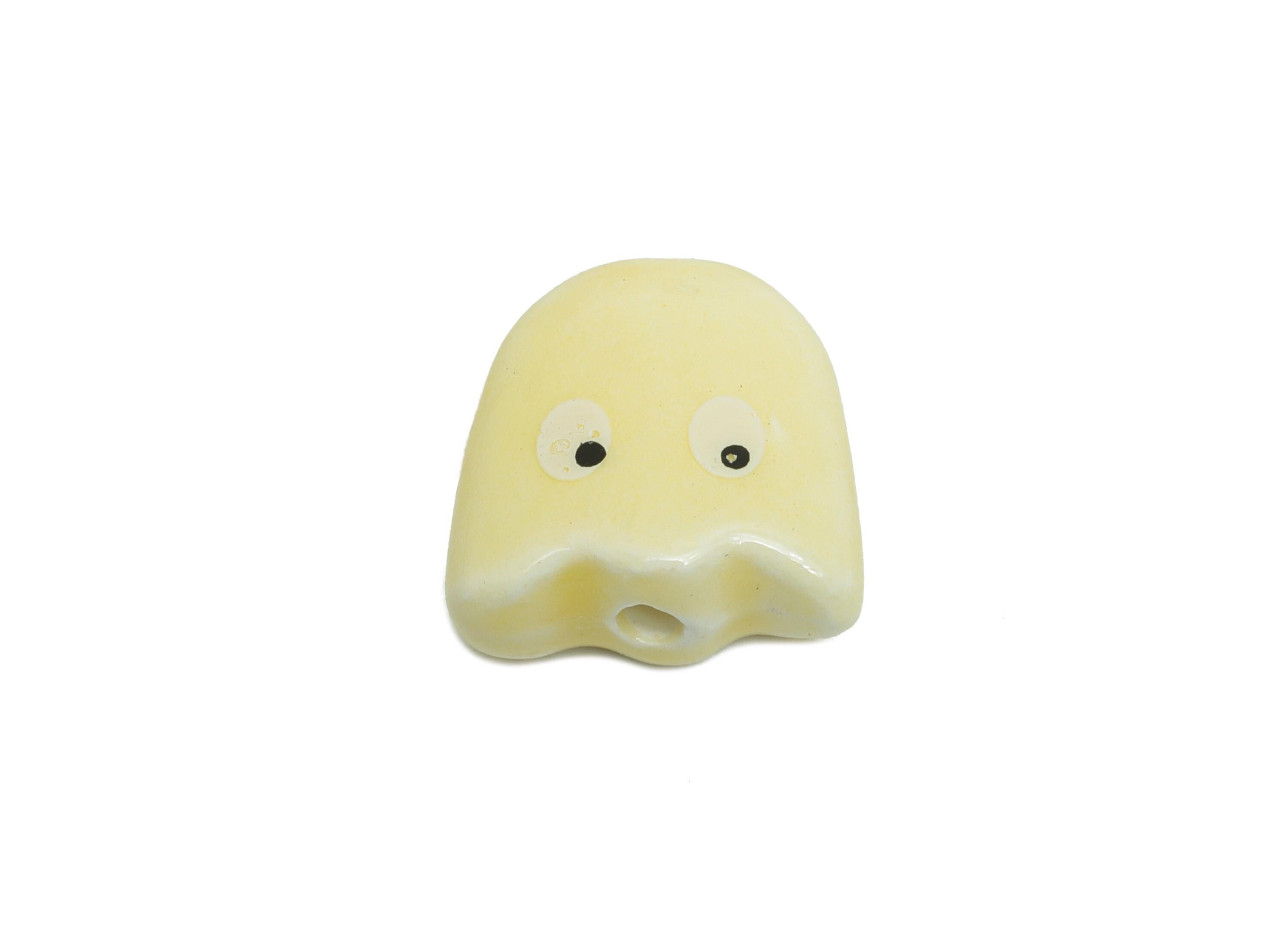 Cute Ghost Ceramic Beads - Colorful Handmade Ghost Bead - Fun Halloween Accessories - Quirky Bead Charms for DIY Jewelry - 15x15x6mm-NS2860B - DOMEDBAZAAR