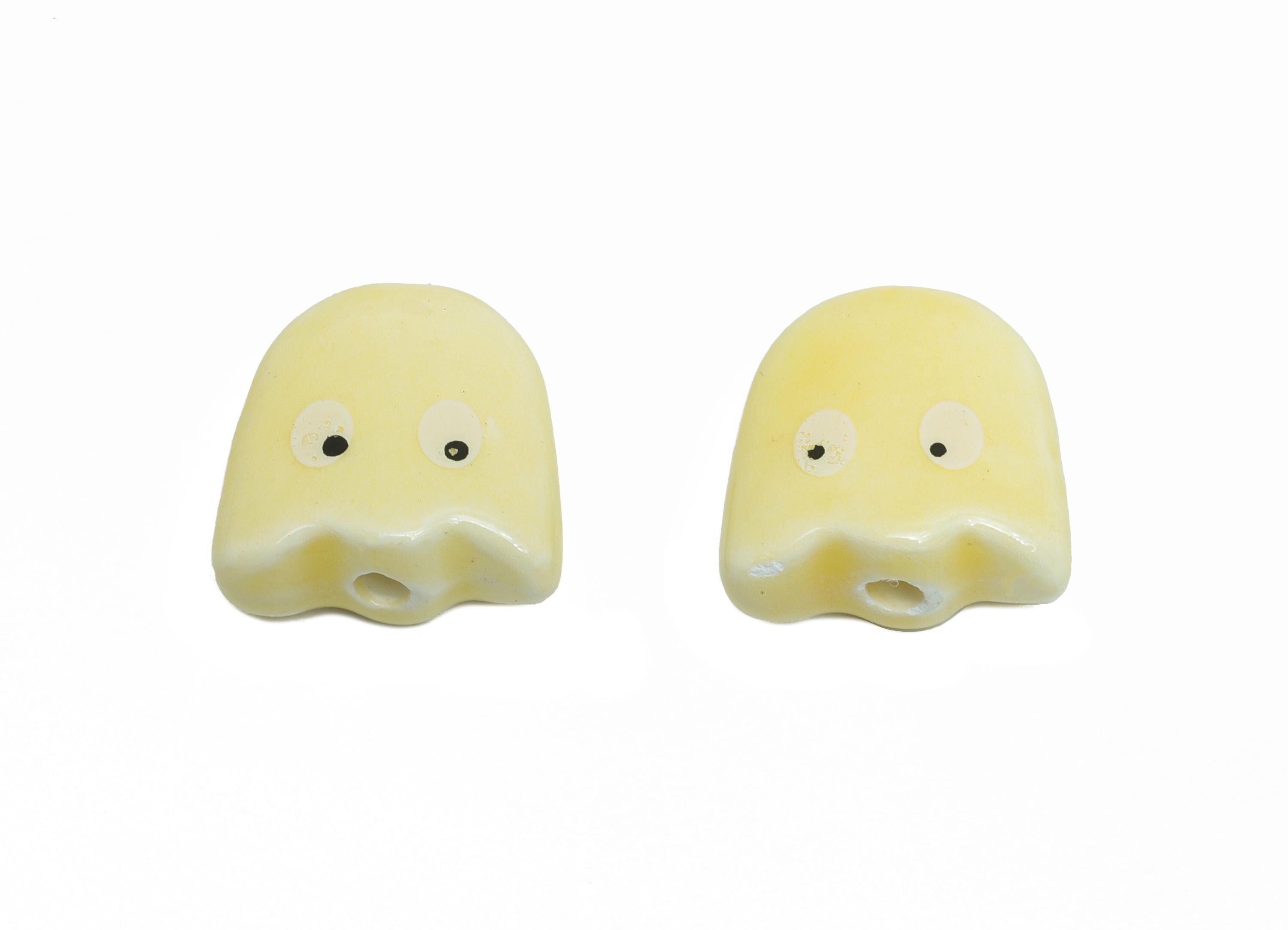 Cute Ghost Ceramic Beads - Colorful Handmade Ghost Bead - Fun Halloween Accessories - Quirky Bead Charms for DIY Jewelry - 15x15x6mm-NS2860B - DOMEDBAZAAR