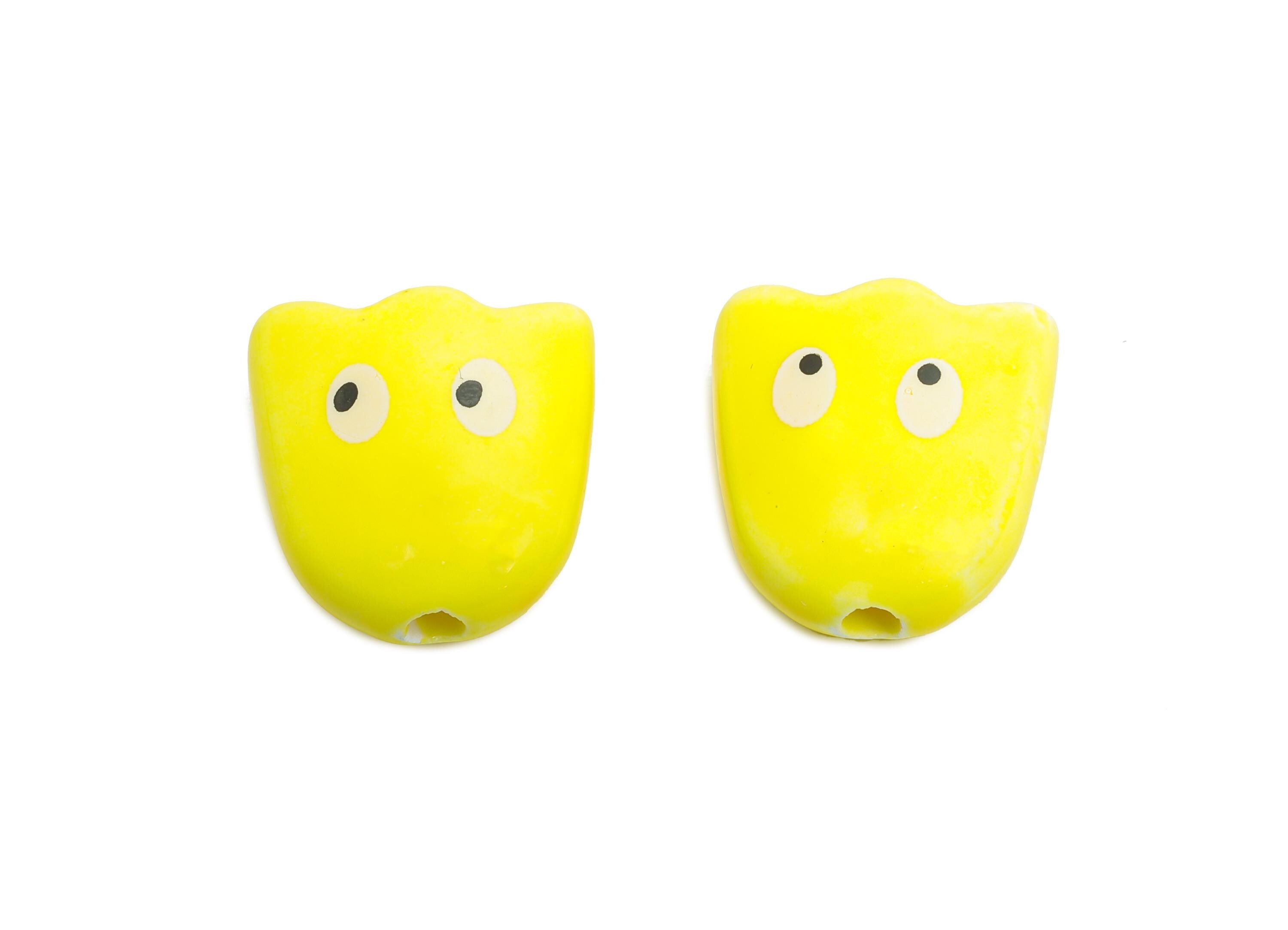 Cute Ghost Ceramic Beads - Colorful Handmade Ghost Bead - Fun Halloween Accessories - Quirky Bead Charms for DIY Jewelry - 15x15x7mm-NS2860F - DOMEDBAZAAR