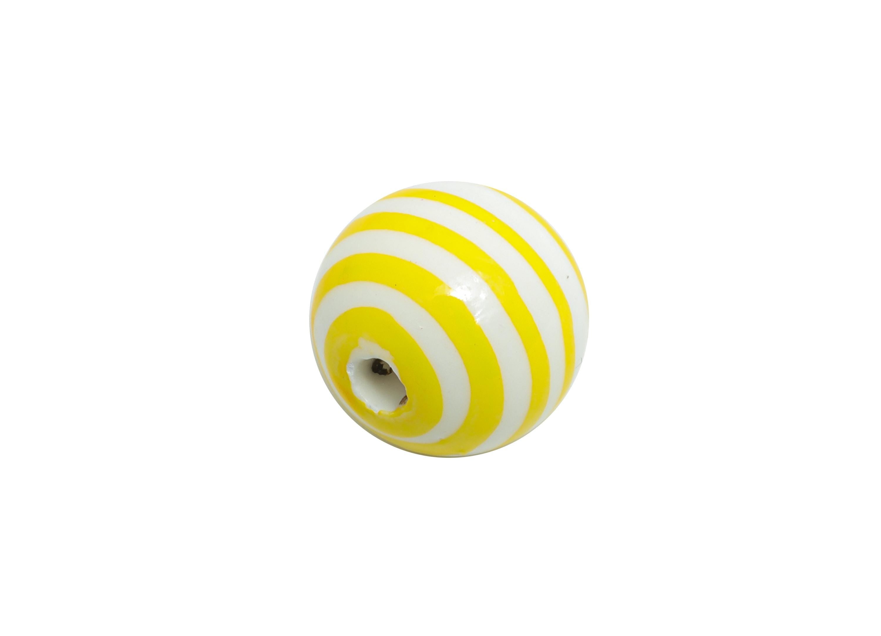 Yellow Striped Ceramic Beads - Colorful Handmade Bead - Fun Beads for Creative Jewelry Projects - Bright Summer Bead -  11x12x12mm - NS2858B - DOMEDBAZAAR