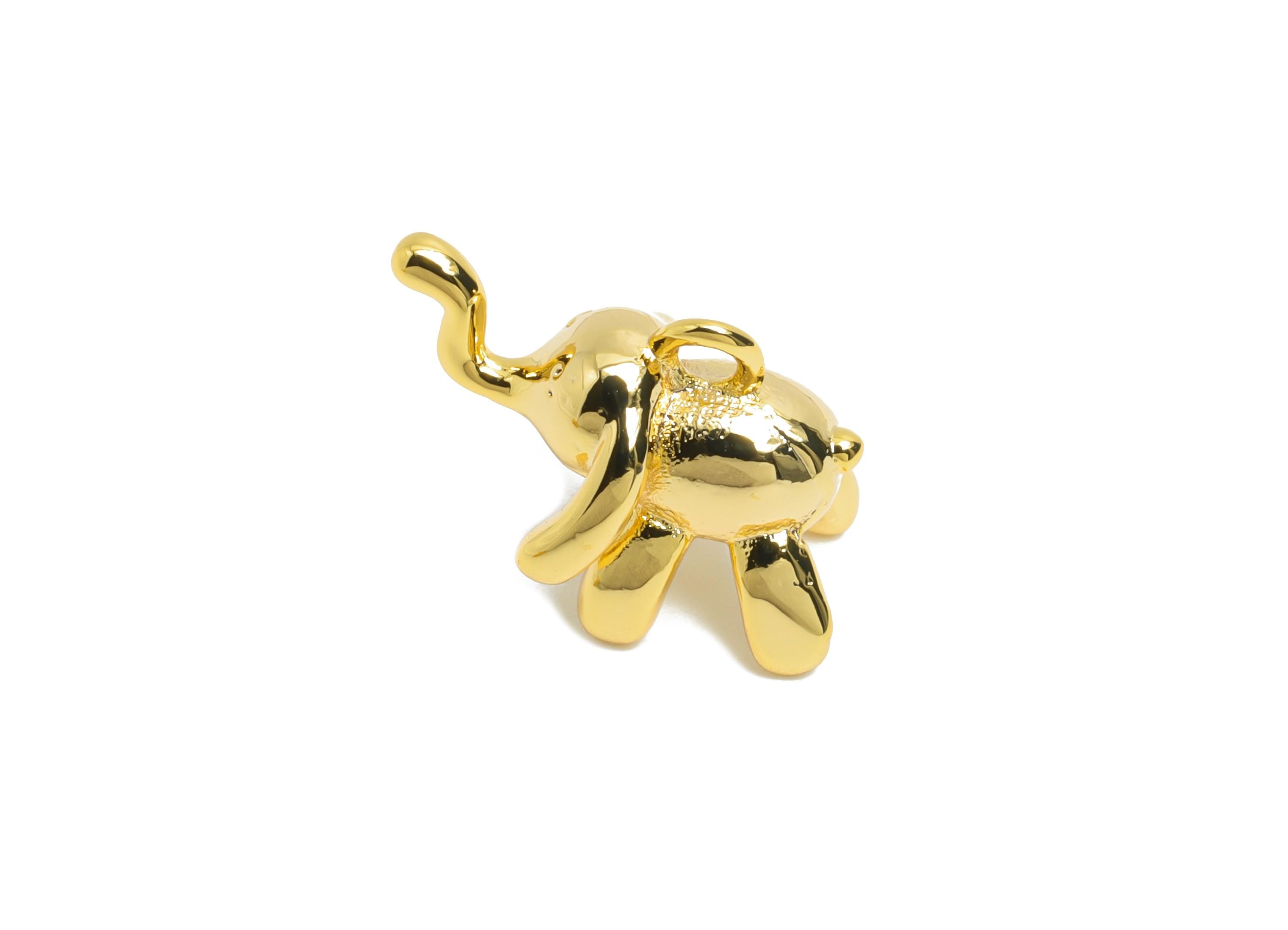 Gold Elephant Charm - Brass Cute Elephant Earring Charm - Lucky Figure Jewelry - Nature Pendant - 18K Real Gold Plating - 16x13x10mm-RGP9669 - DOMEDBAZAAR