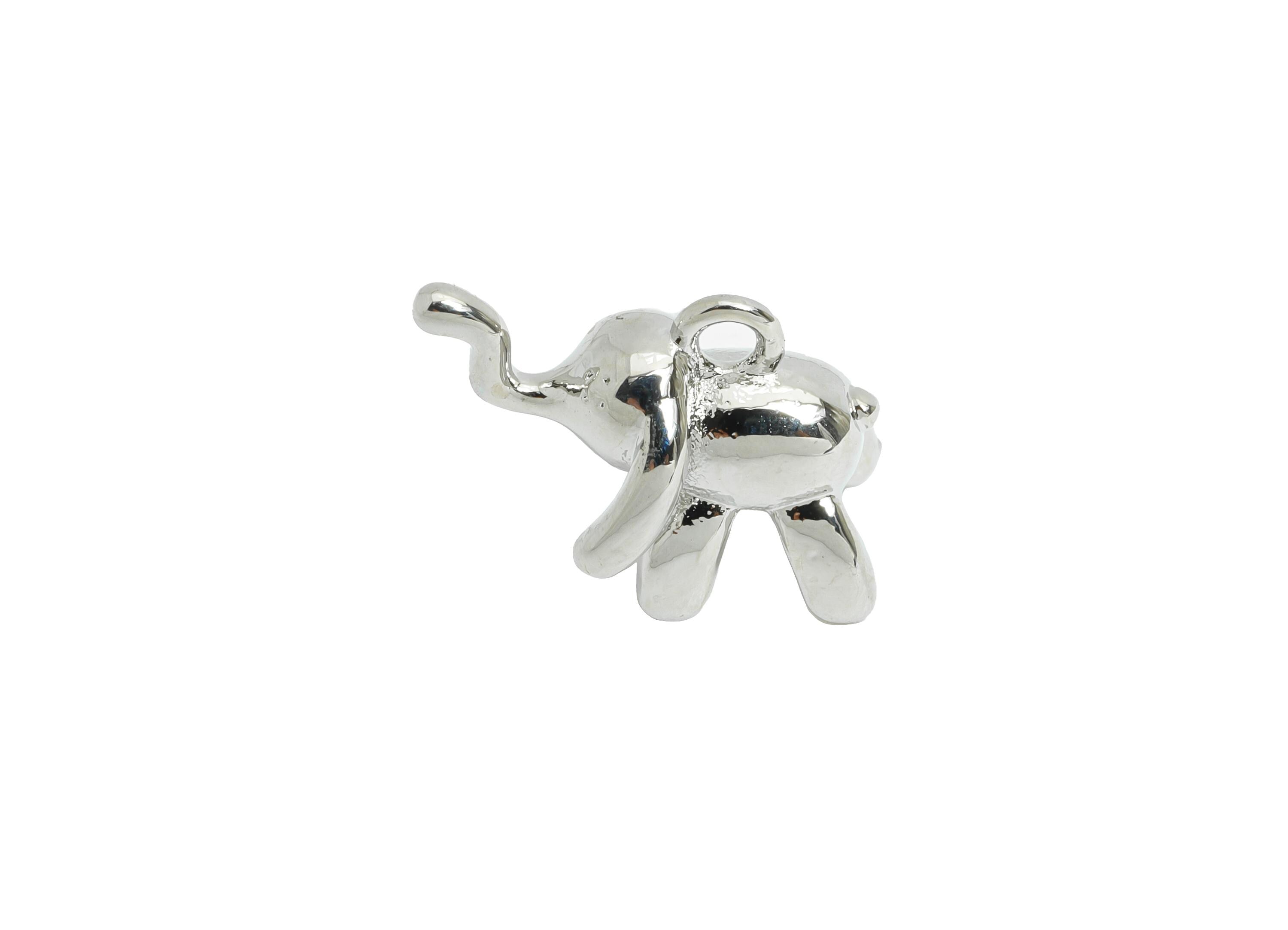 Brass Elephant Charm - Brass Cute Elephant Earring Charm - Figure Jewelry - Nature Pendant - 18K Real White Gold Plated -16x13x10mm-RGP9669S - DOMEDBAZAAR