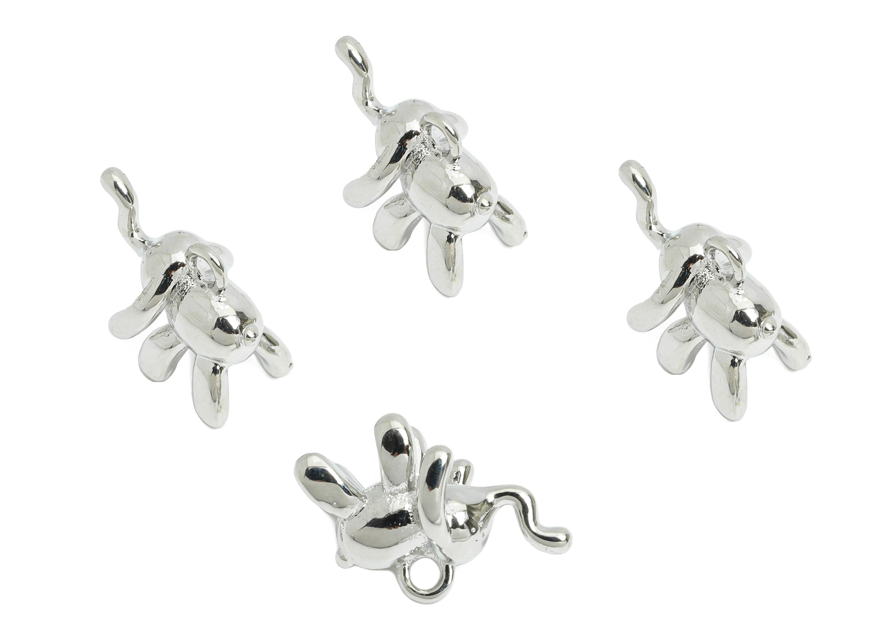 Brass Elephant Charm - Brass Cute Elephant Earring Charm - Figure Jewelry - Nature Pendant - 18K Real White Gold Plated -16x13x10mm-RGP9669S - DOMEDBAZAAR