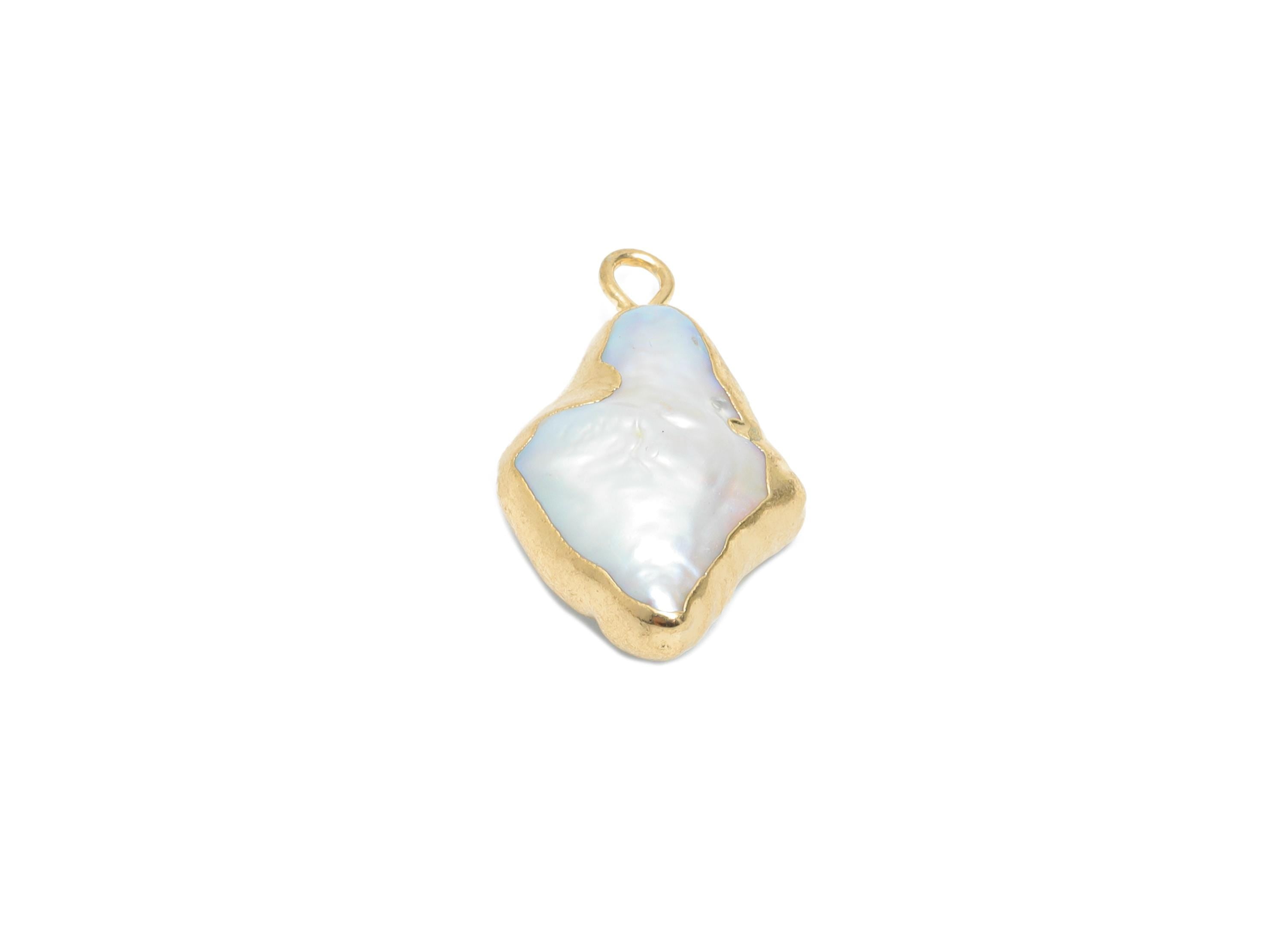 Star Baroque Pearl Charms - Natural Freshwater Pearl Pendant - Irregular Pearl Handmade Jewelry -KC Gold Plated - 21.6x11.77x6.8mm - RGP9571 - DOMEDBAZAAR