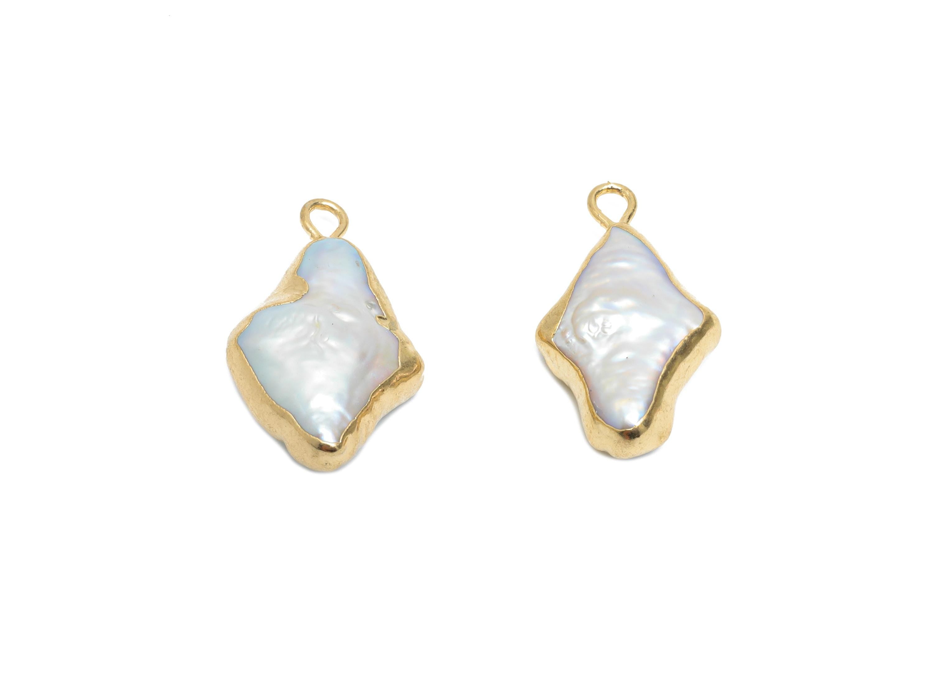 Star Baroque Pearl Charms - Natural Freshwater Pearl Pendant - Irregular Pearl Handmade Jewelry -KC Gold Plated - 21.6x11.77x6.8mm - RGP9571 - DOMEDBAZAAR